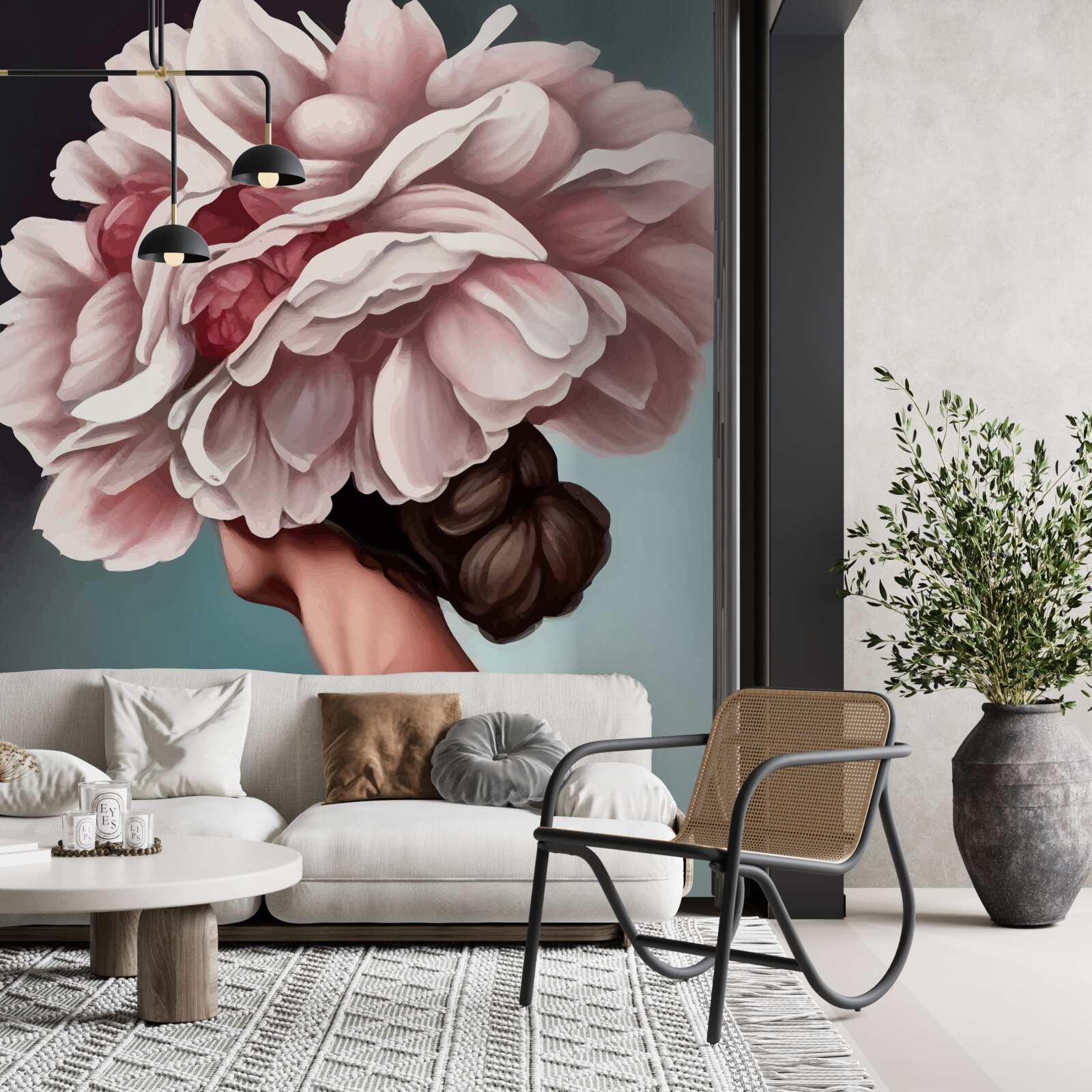 Fototapeta dievča, ktorej vlasy boli nahradené kvetmi