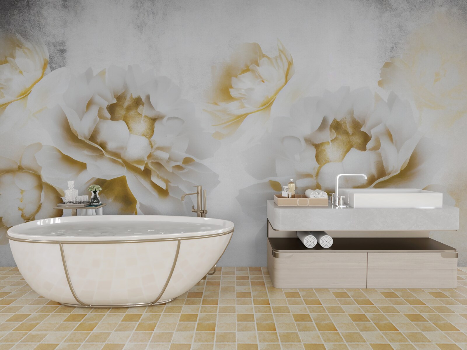 Fototapeta felicia, lahodiaca oku zlatou snehobielou farbou