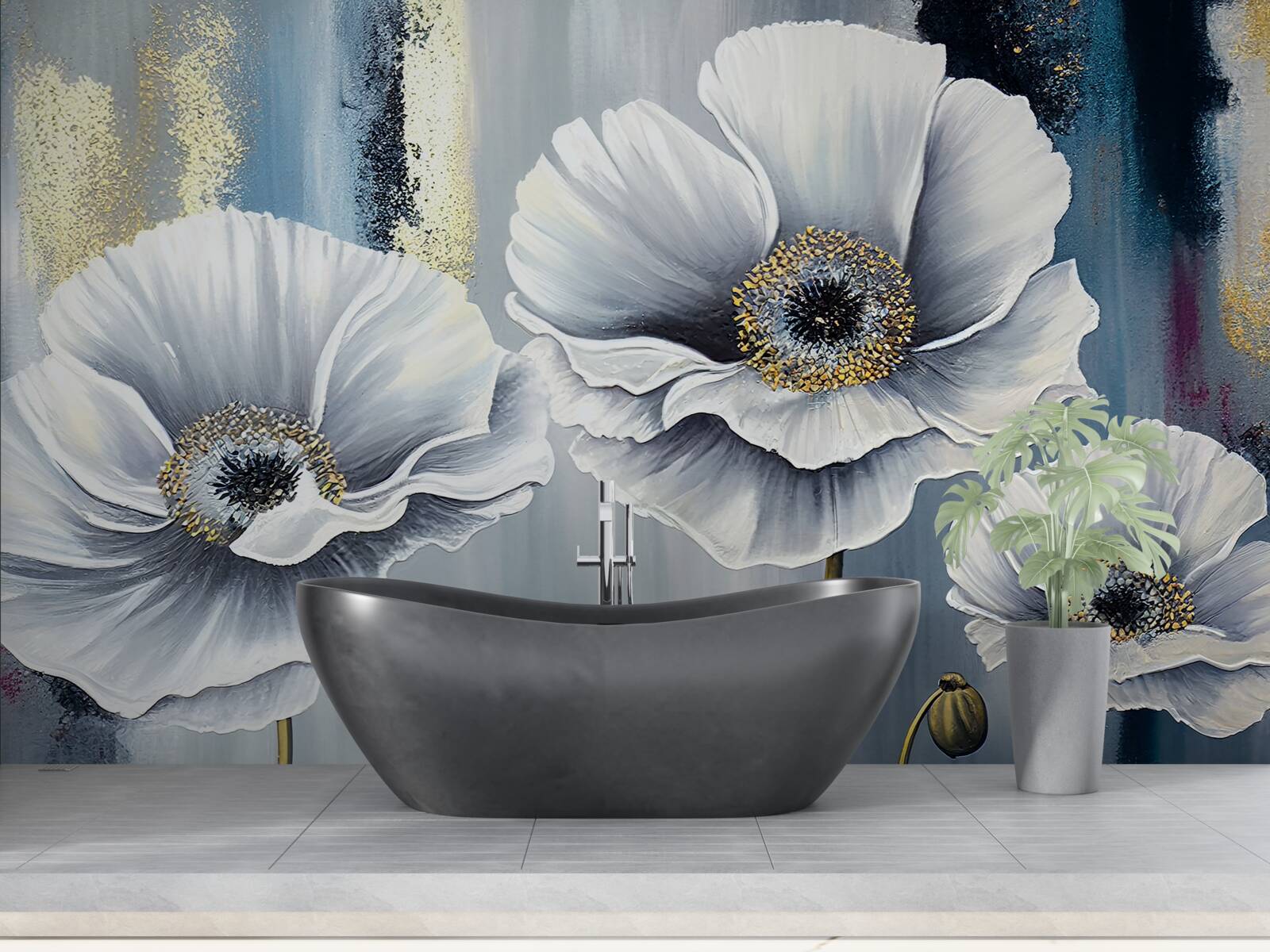 Fototapeta lesklé biele hlávky rozkvitnutých makovíc