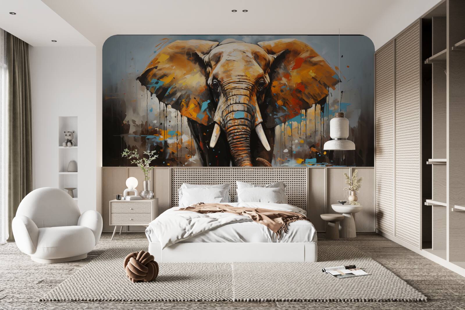 Fototapeta maľovaný obraz veľkého slona s kly