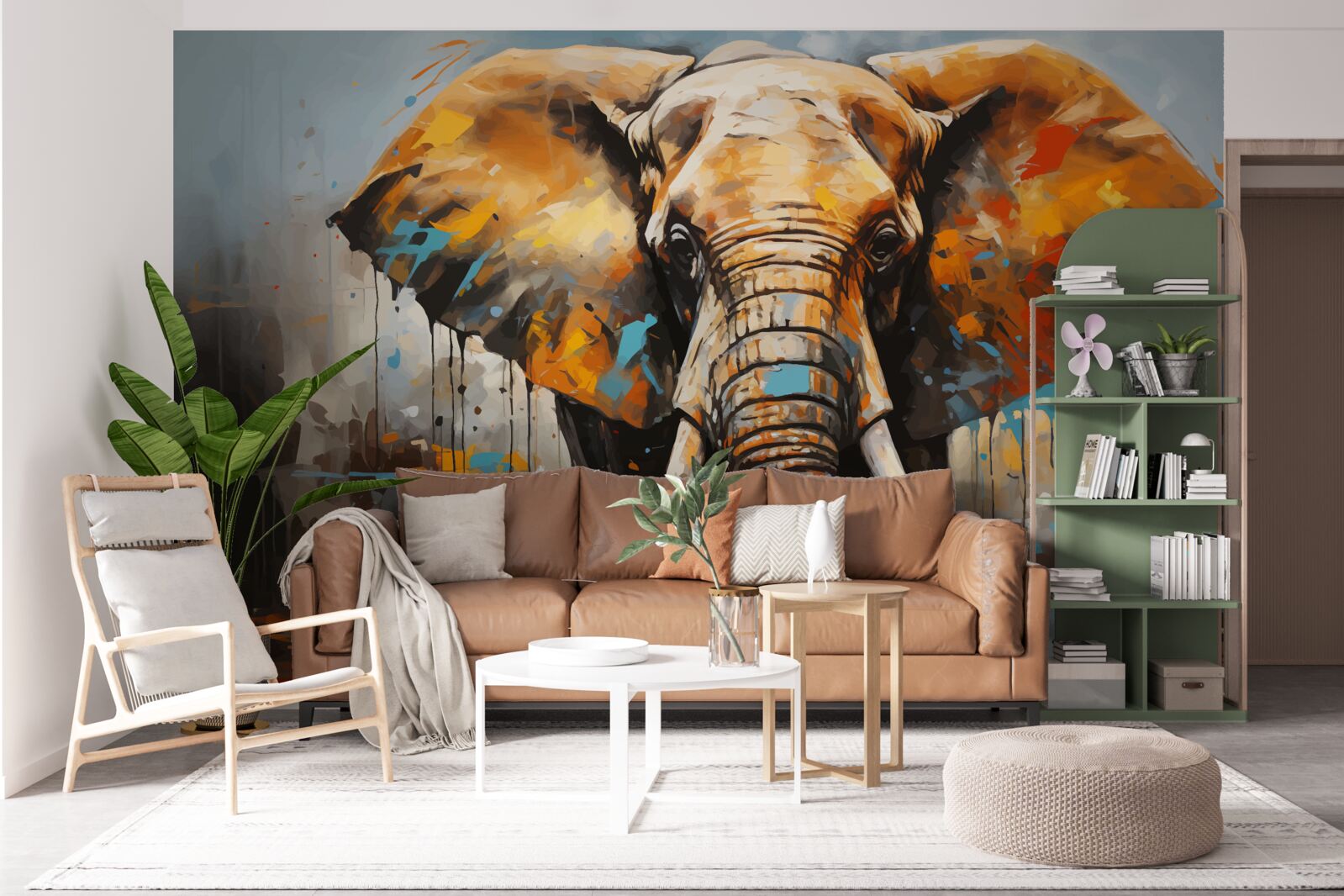 Fototapeta maľovaný obraz veľkého slona s kly