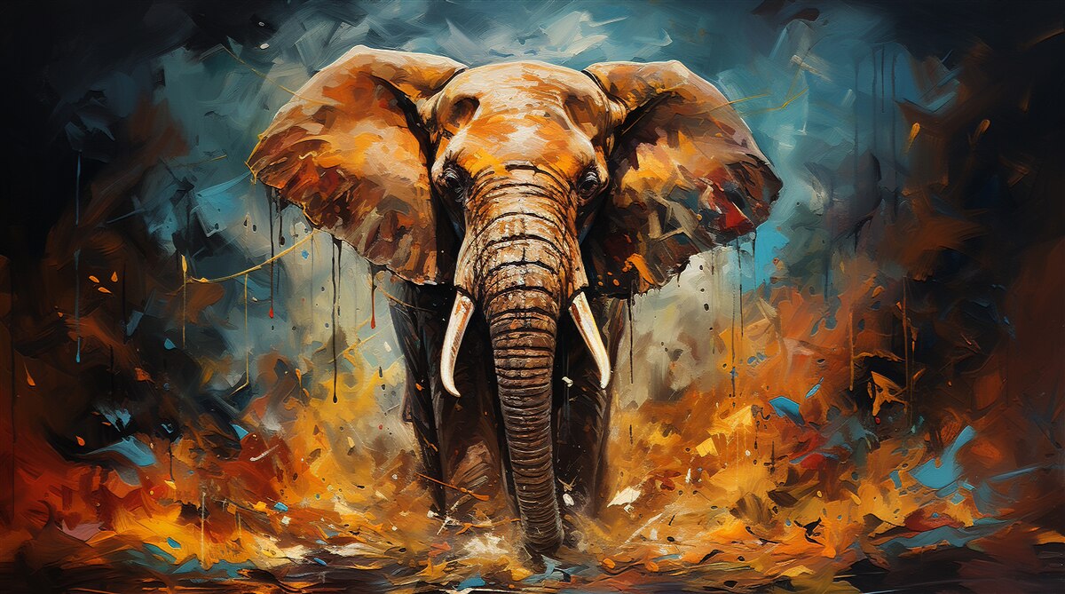 Fototapeta za súmraku kráča mohutný slon