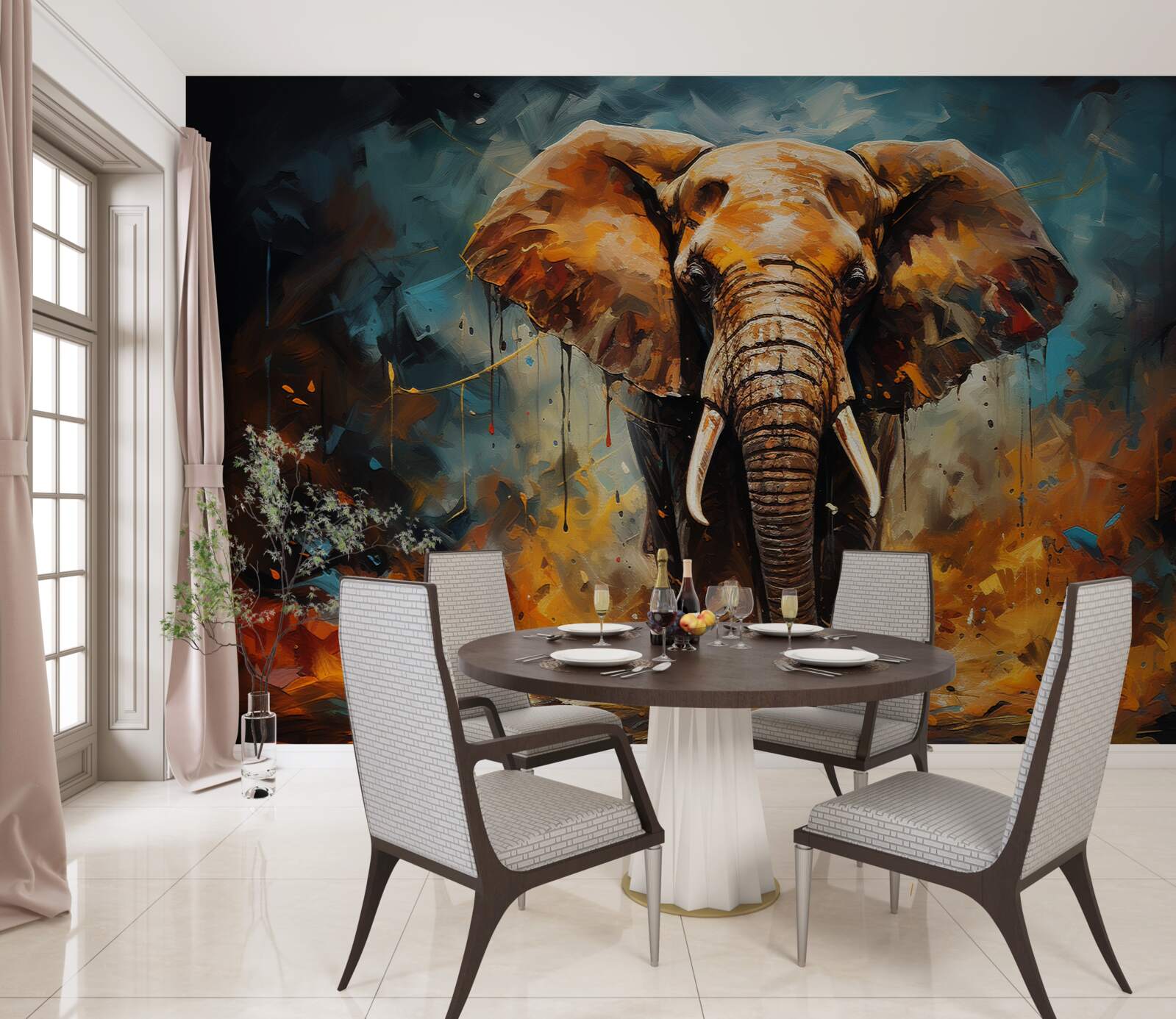 Fototapeta za súmraku kráča mohutný slon