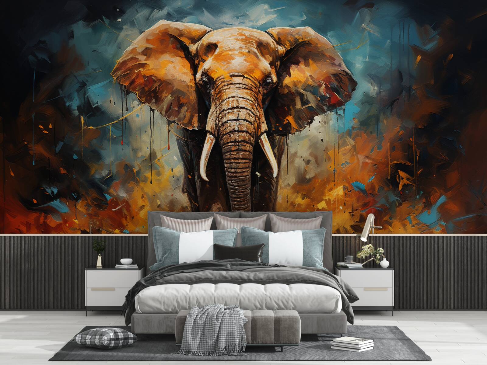 Fototapeta za súmraku kráča mohutný slon