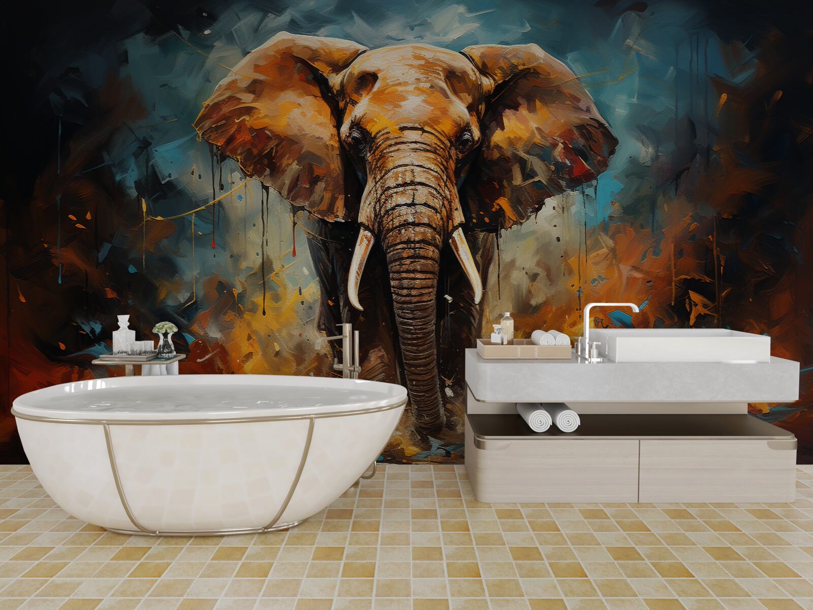 Fototapeta za súmraku kráča mohutný slon