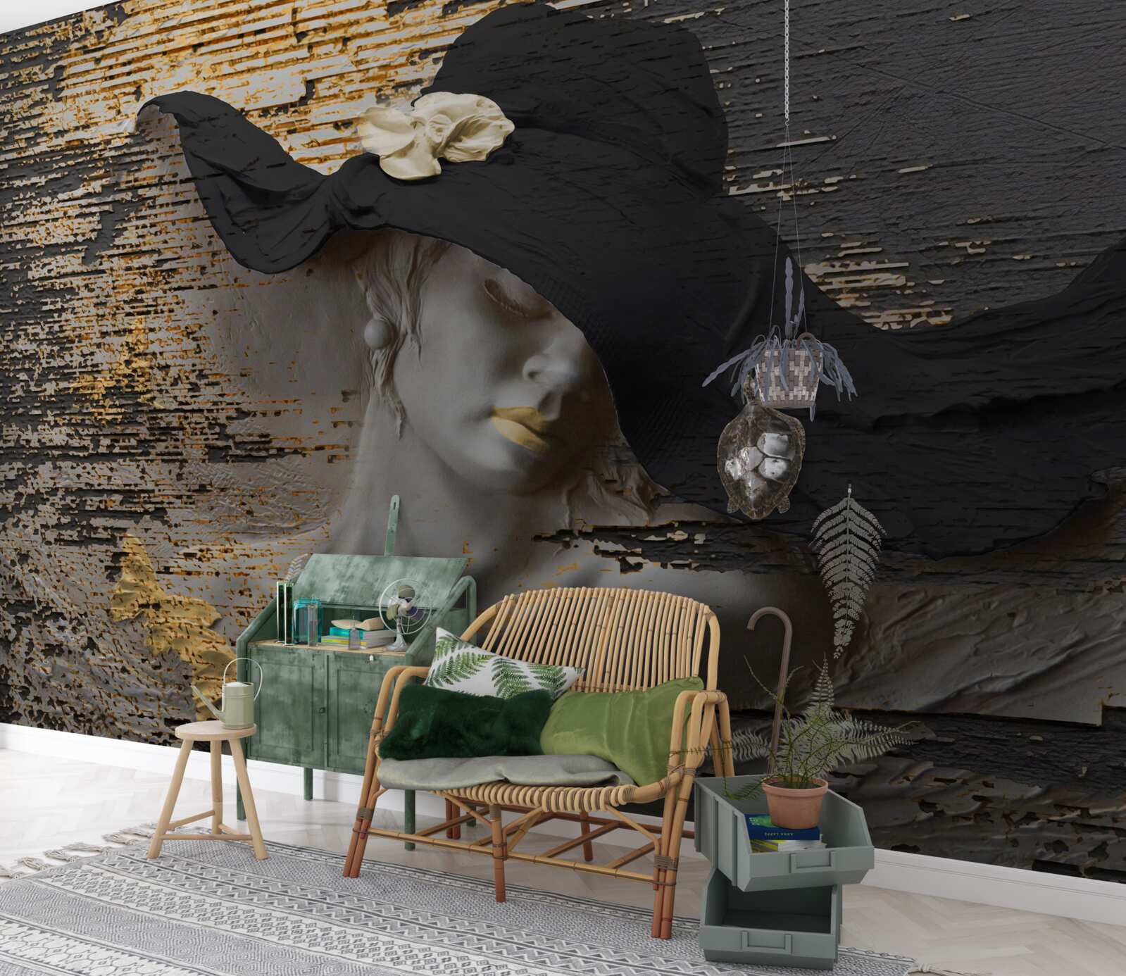 Fototapeta žena s kvetmi v klobúku