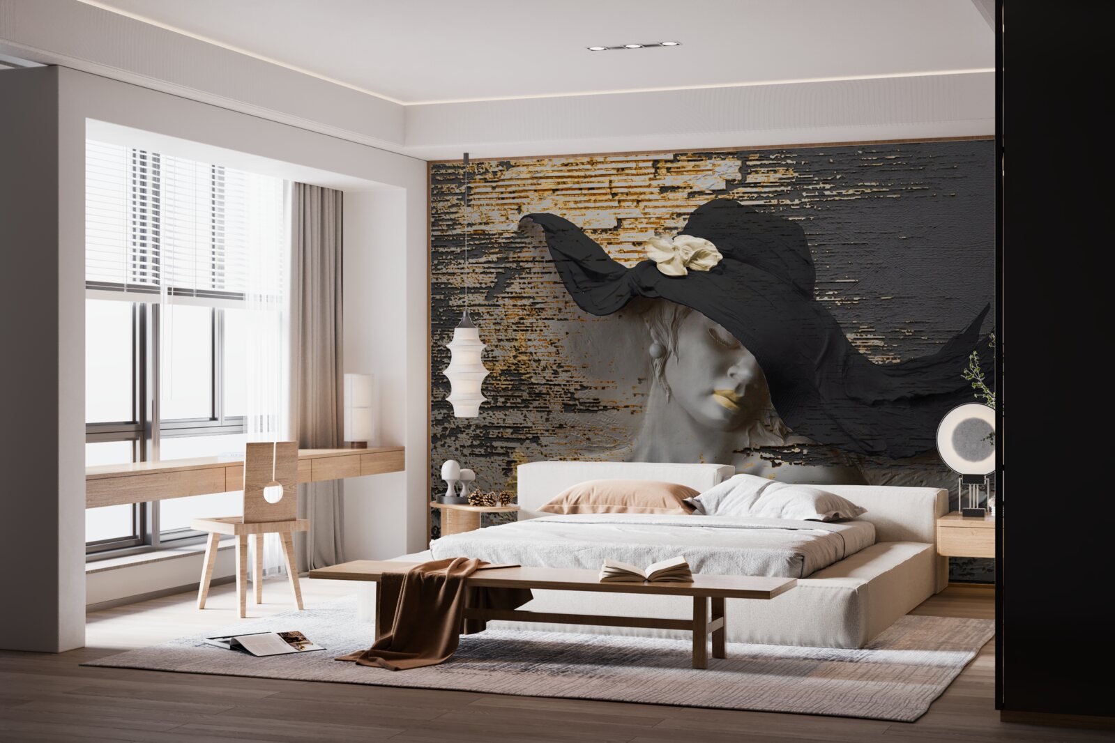 Fototapeta žena s kvetmi v klobúku