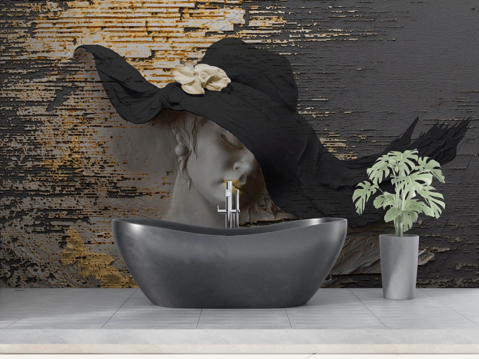 Fototapeta žena s kvetmi v klobúku