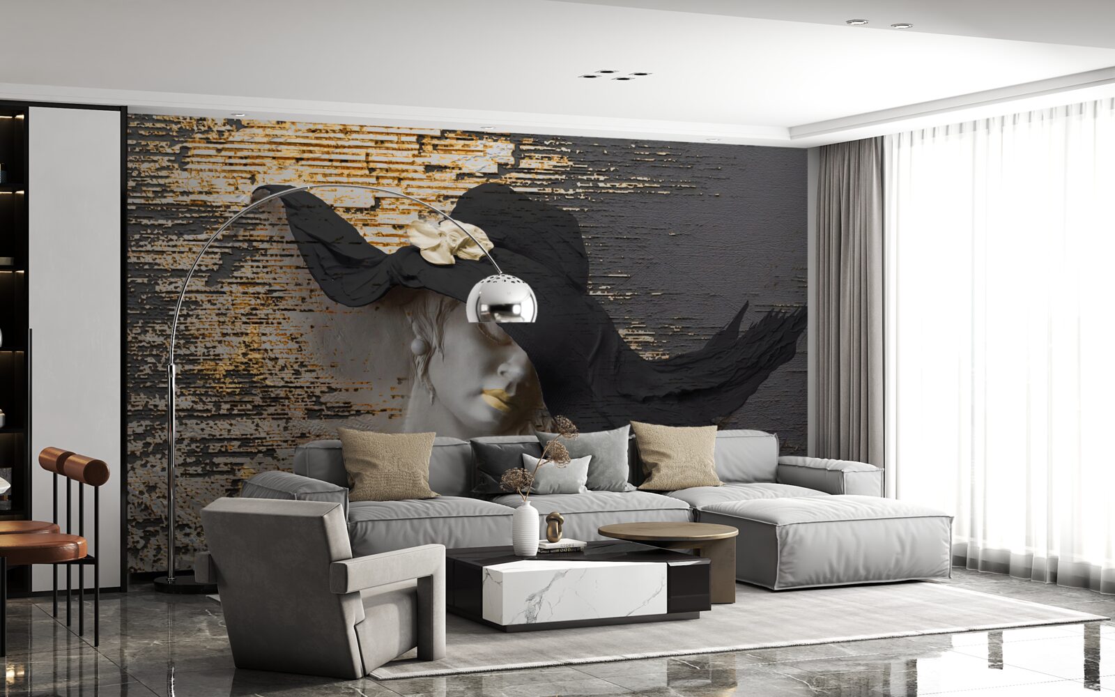 Fototapeta žena s kvetmi v klobúku