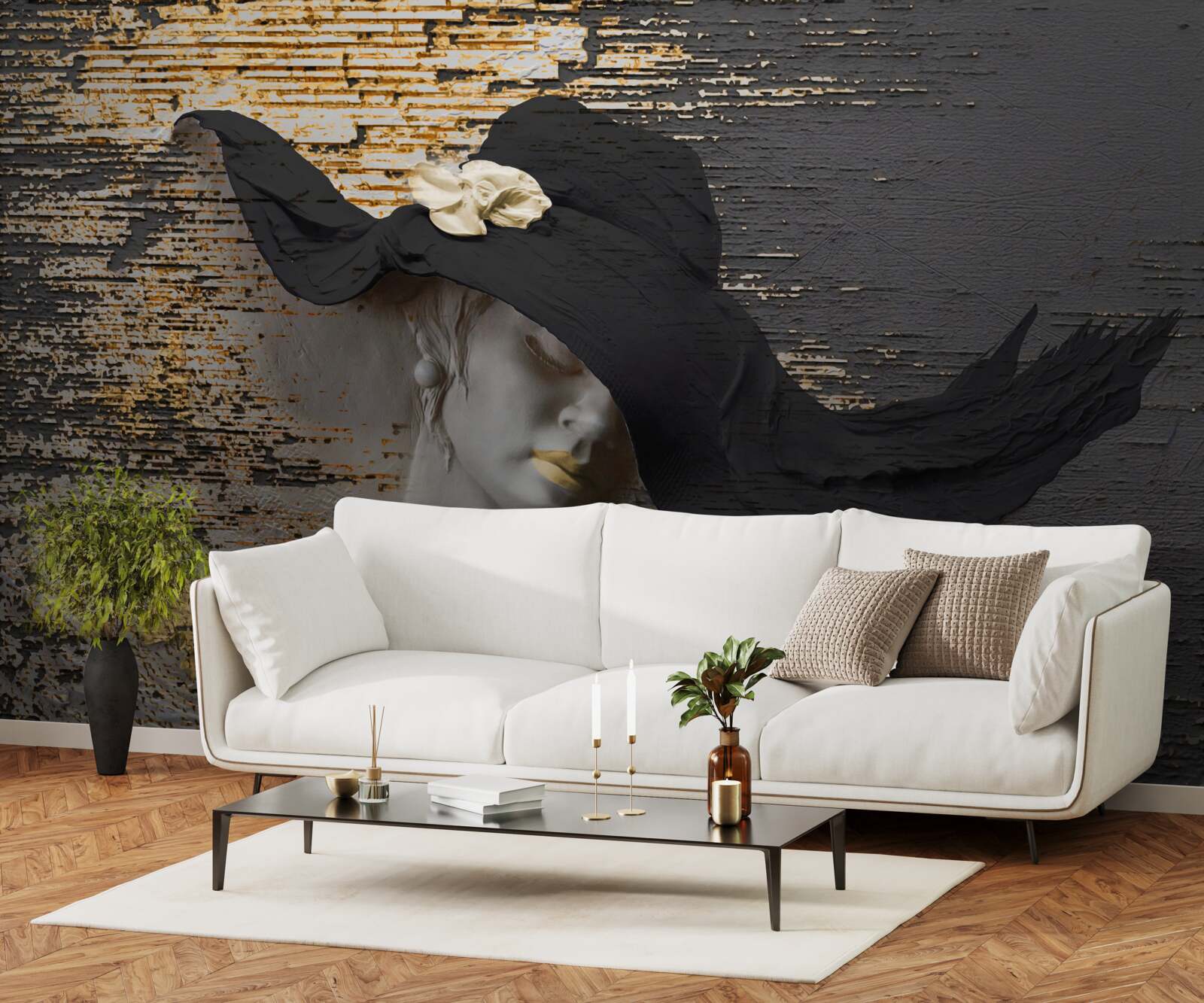 Fototapeta žena s kvetmi v klobúku