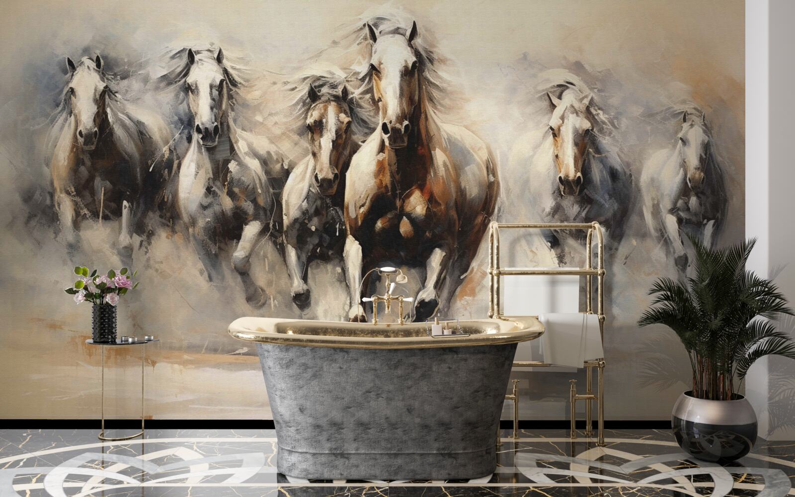 Fototapeta Skupina koní cvála