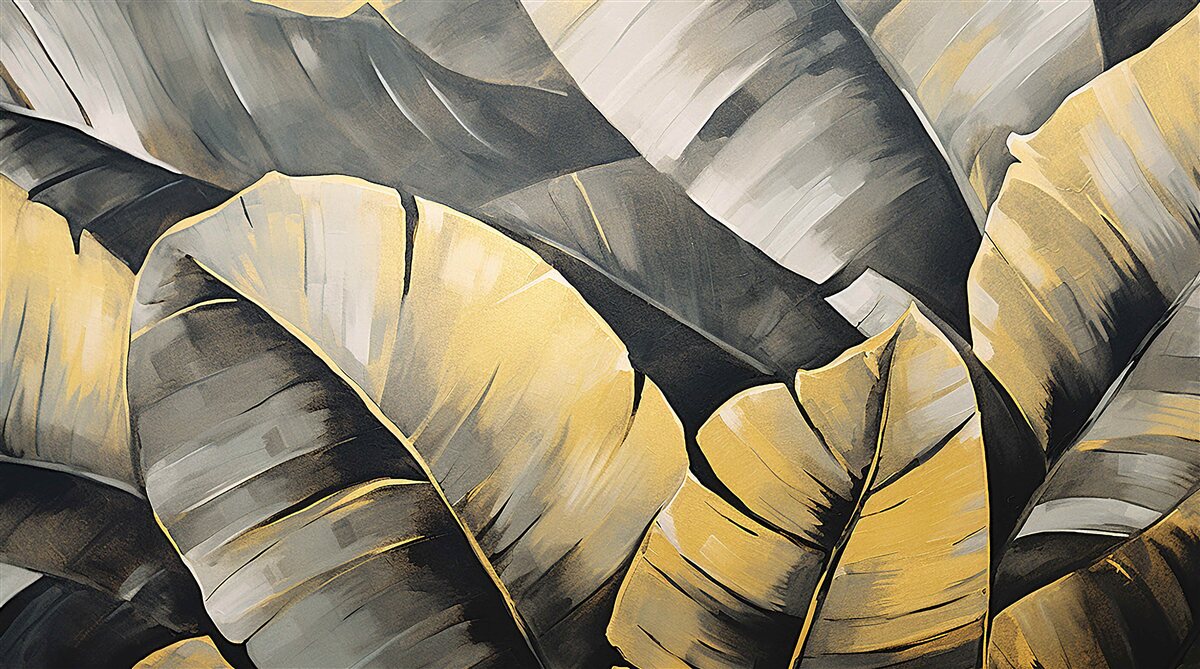 Fototapeta čierne a zlaté listy