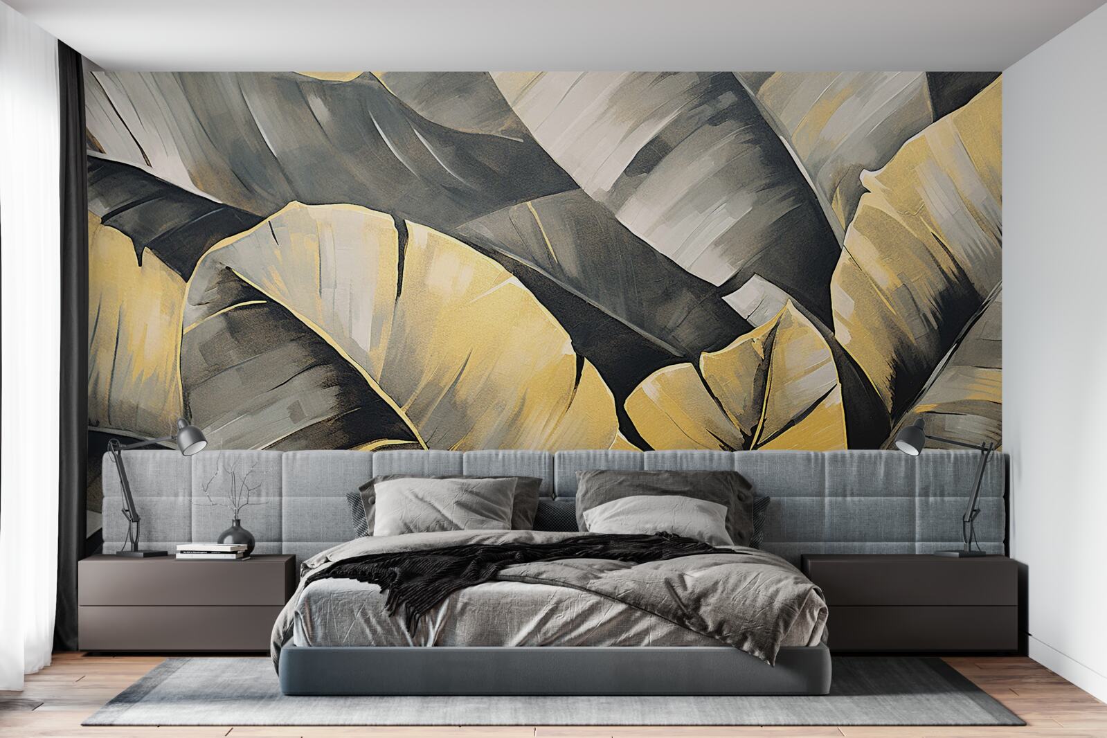 Fototapeta čierne a zlaté listy