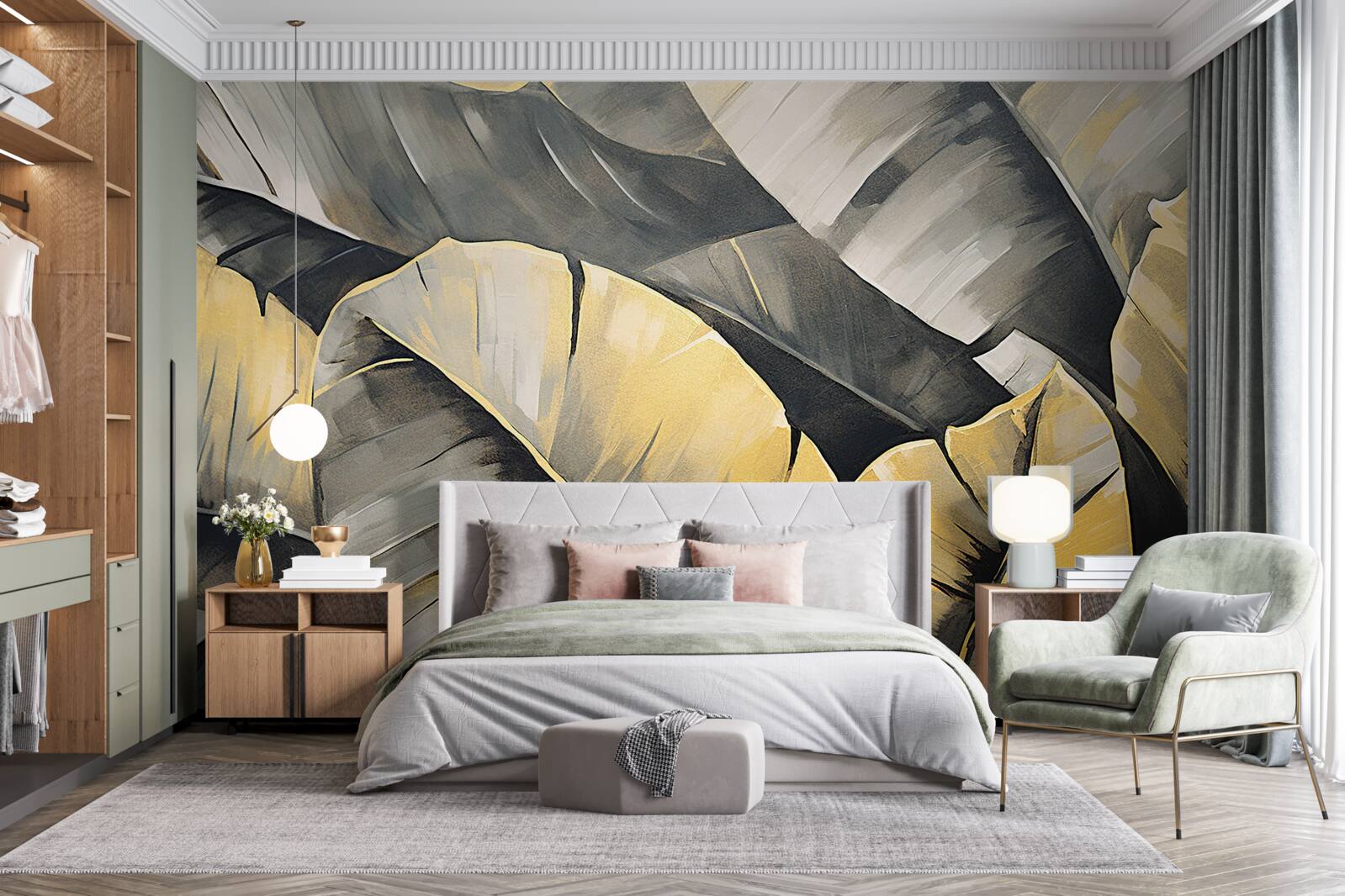 Fototapeta čierne a zlaté listy