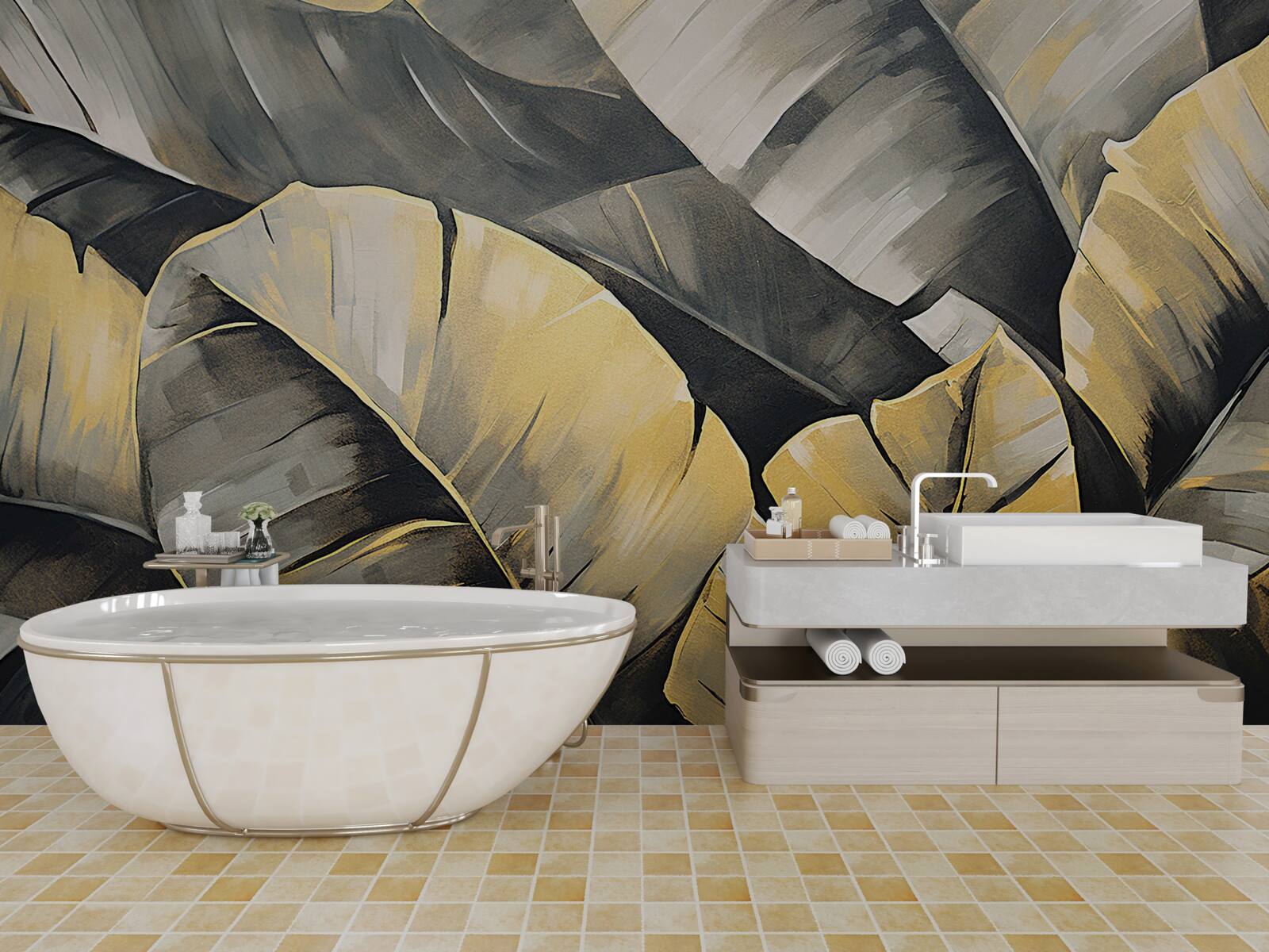 Fototapeta čierne a zlaté listy