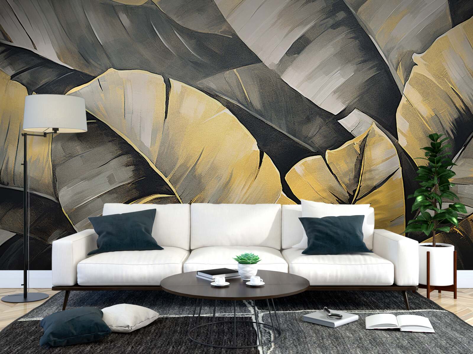 Fototapeta čierne a zlaté listy