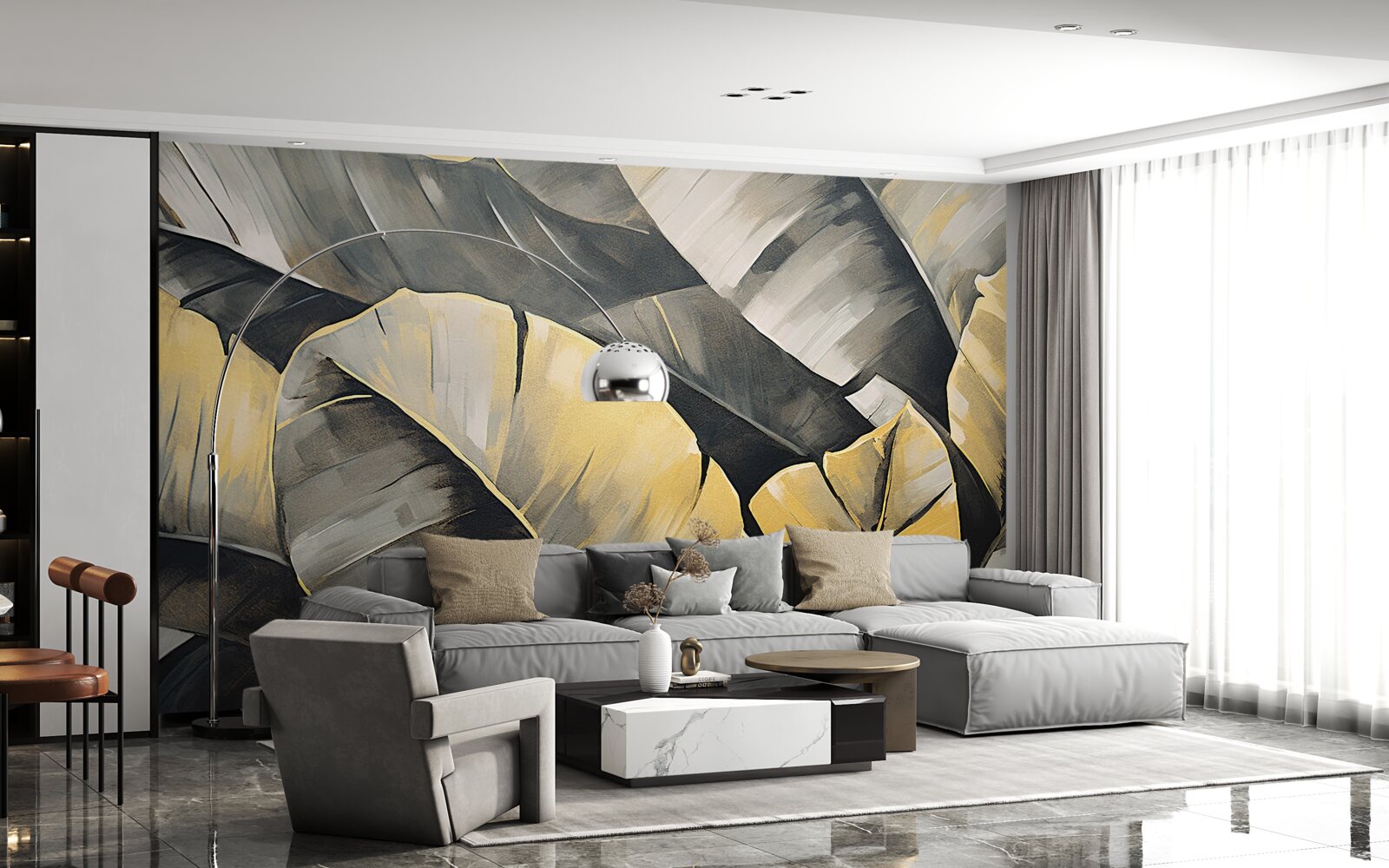 Fototapeta čierne a zlaté listy