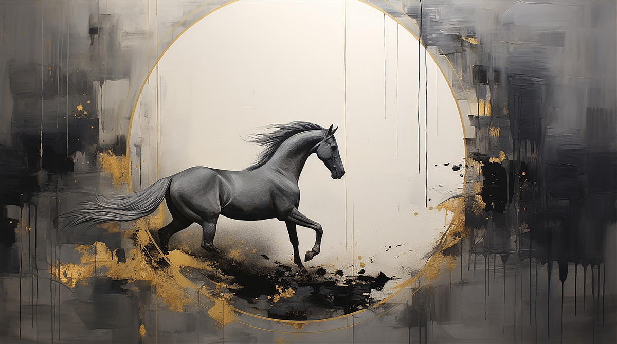 Fototapeta cválajúci čierny kôň