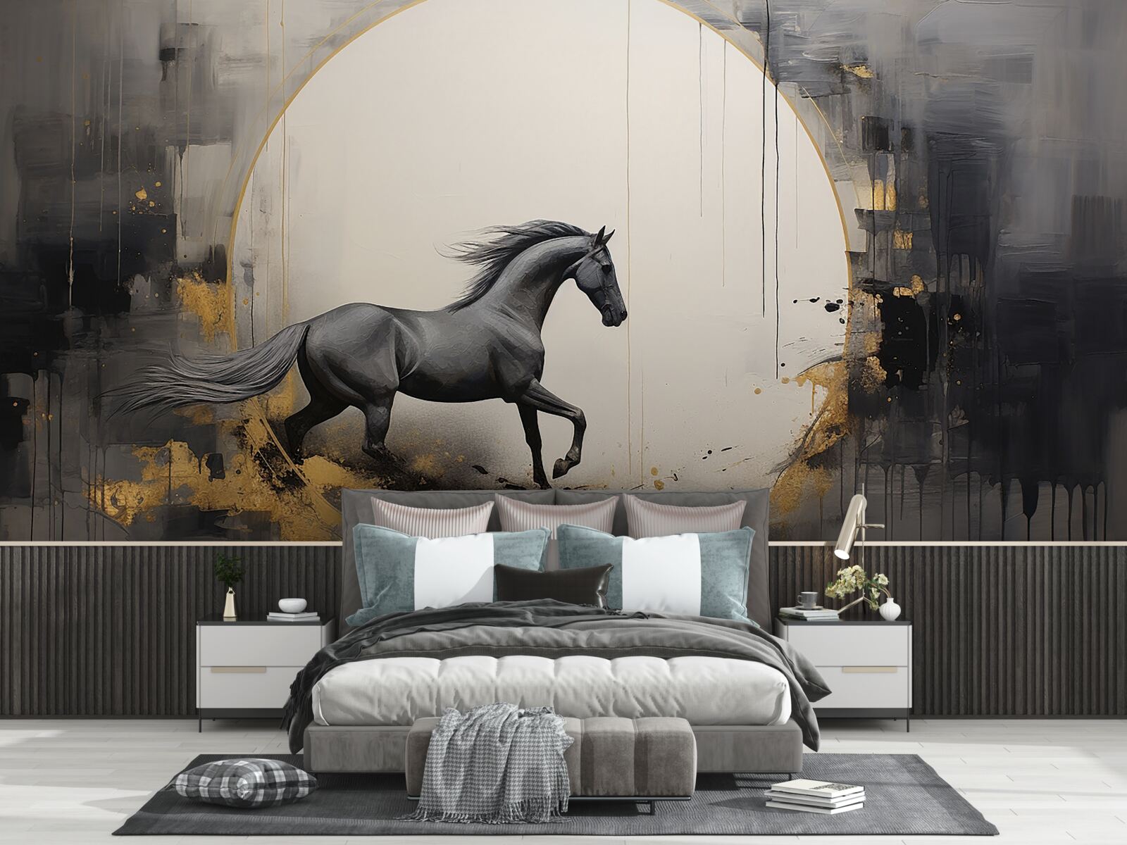 Fototapeta cválajúci čierny kôň