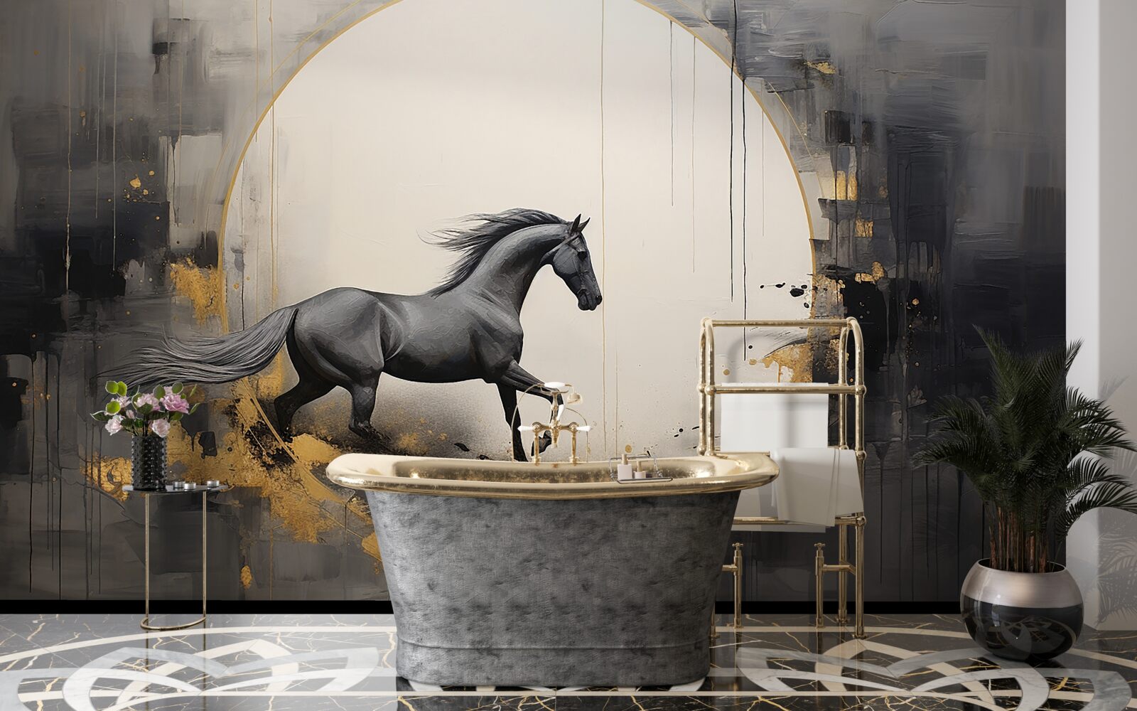 Fototapeta cválajúci čierny kôň