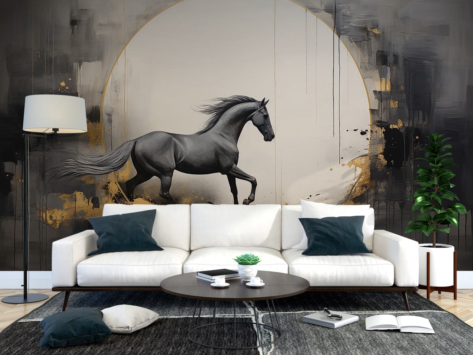 Fototapeta cválajúci čierny kôň