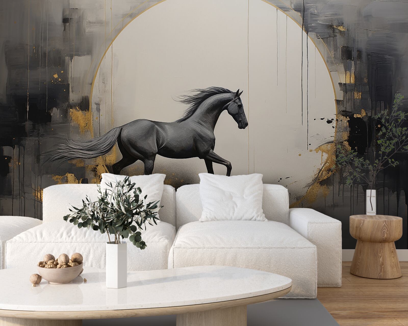 Fototapeta cválajúci čierny kôň