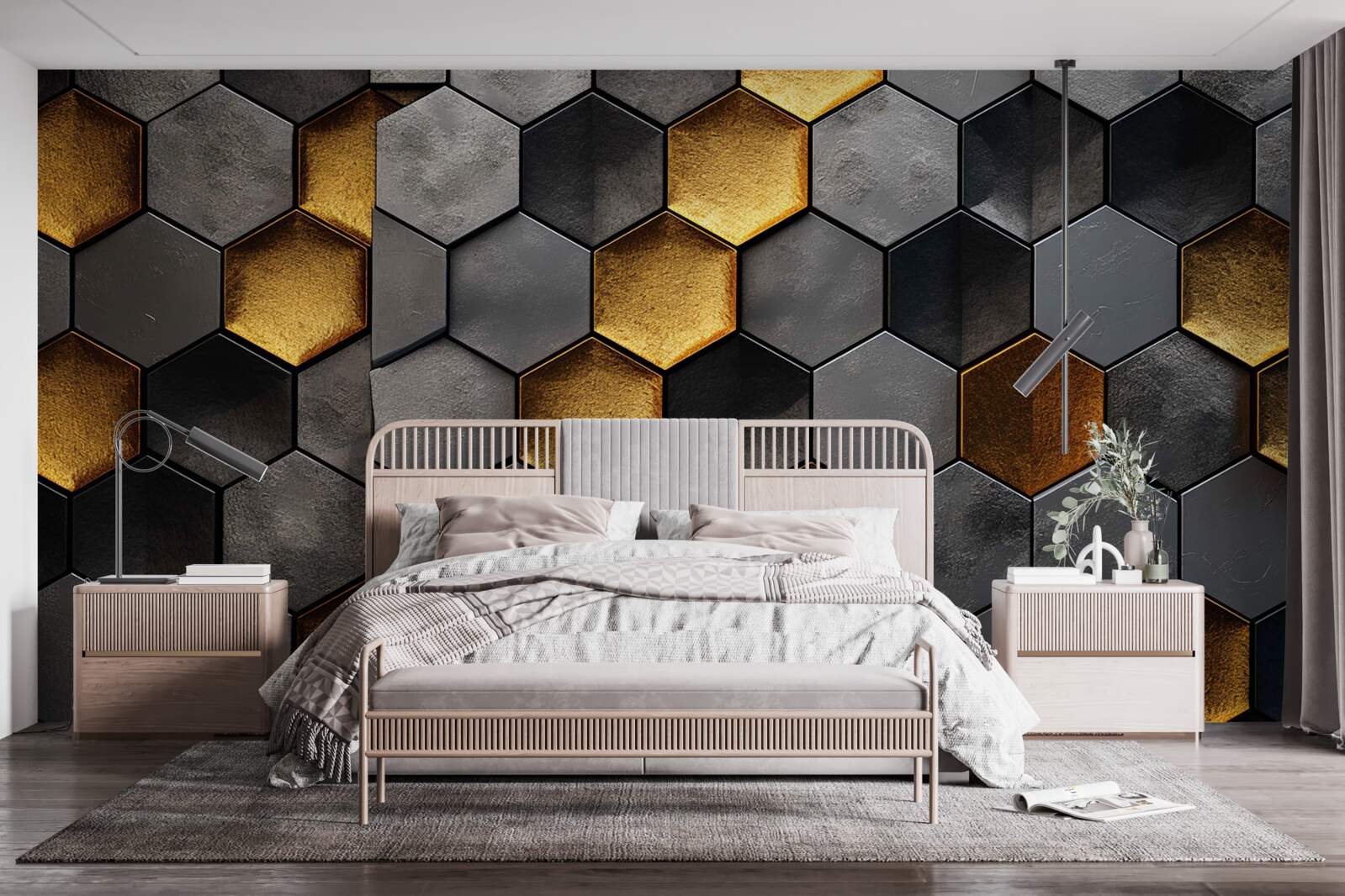 Fototapeta simulácia včelích úľov so zlatom