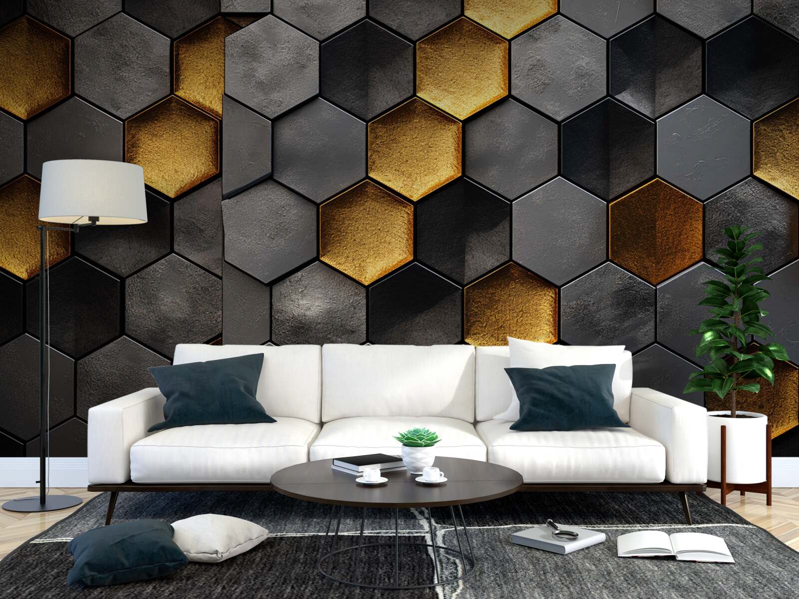 Fototapeta simulácia včelích úľov so zlatom