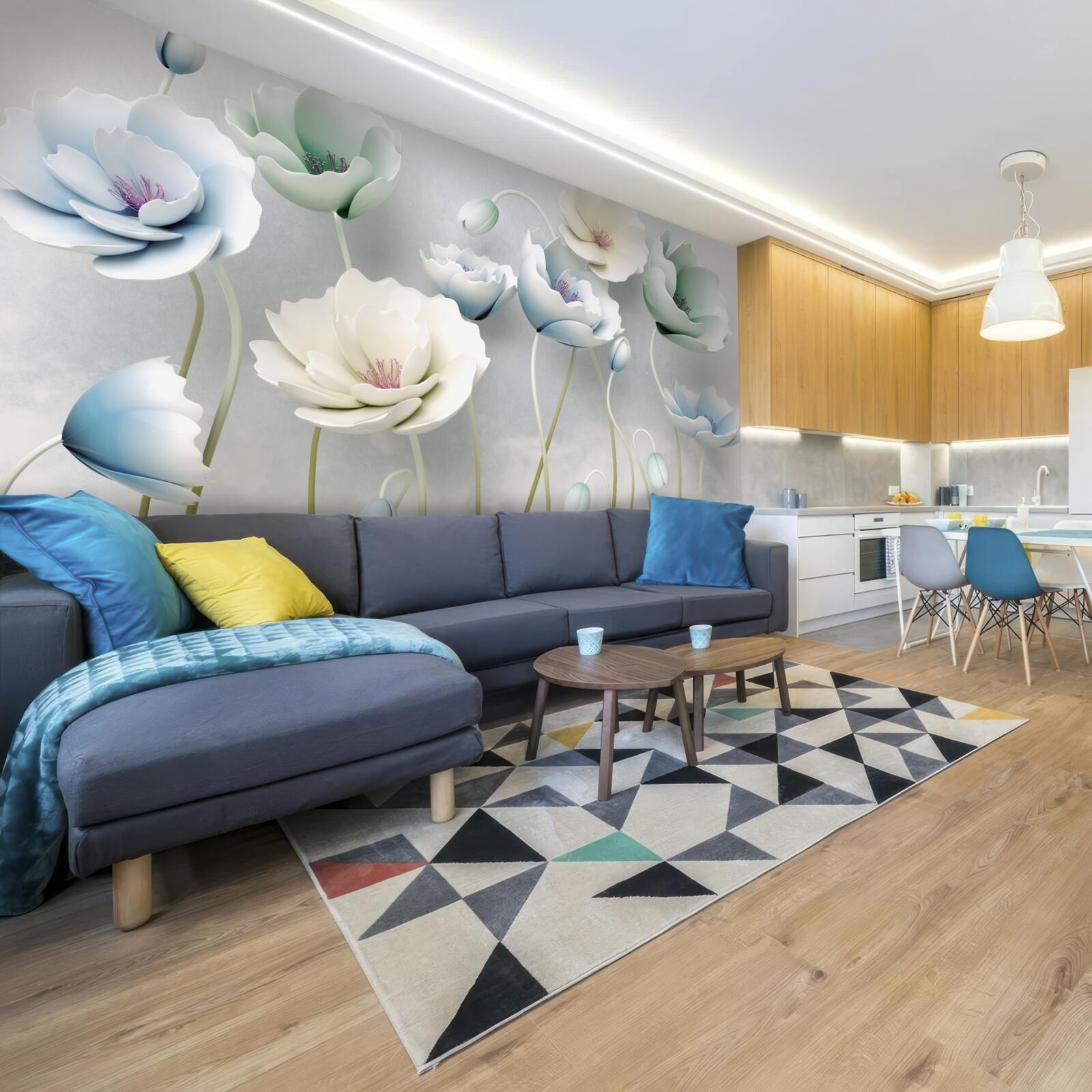 Fototapeta kvapky vody na štíhlych makoch rôznych odtieňov