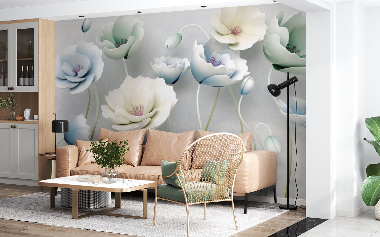 Fototapeta kvapky vody na štíhlych makoch rôznych odtieňov