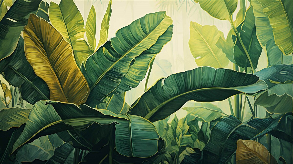 Fototapeta veľké listy džungle zaliate bohatou zelenou farbou