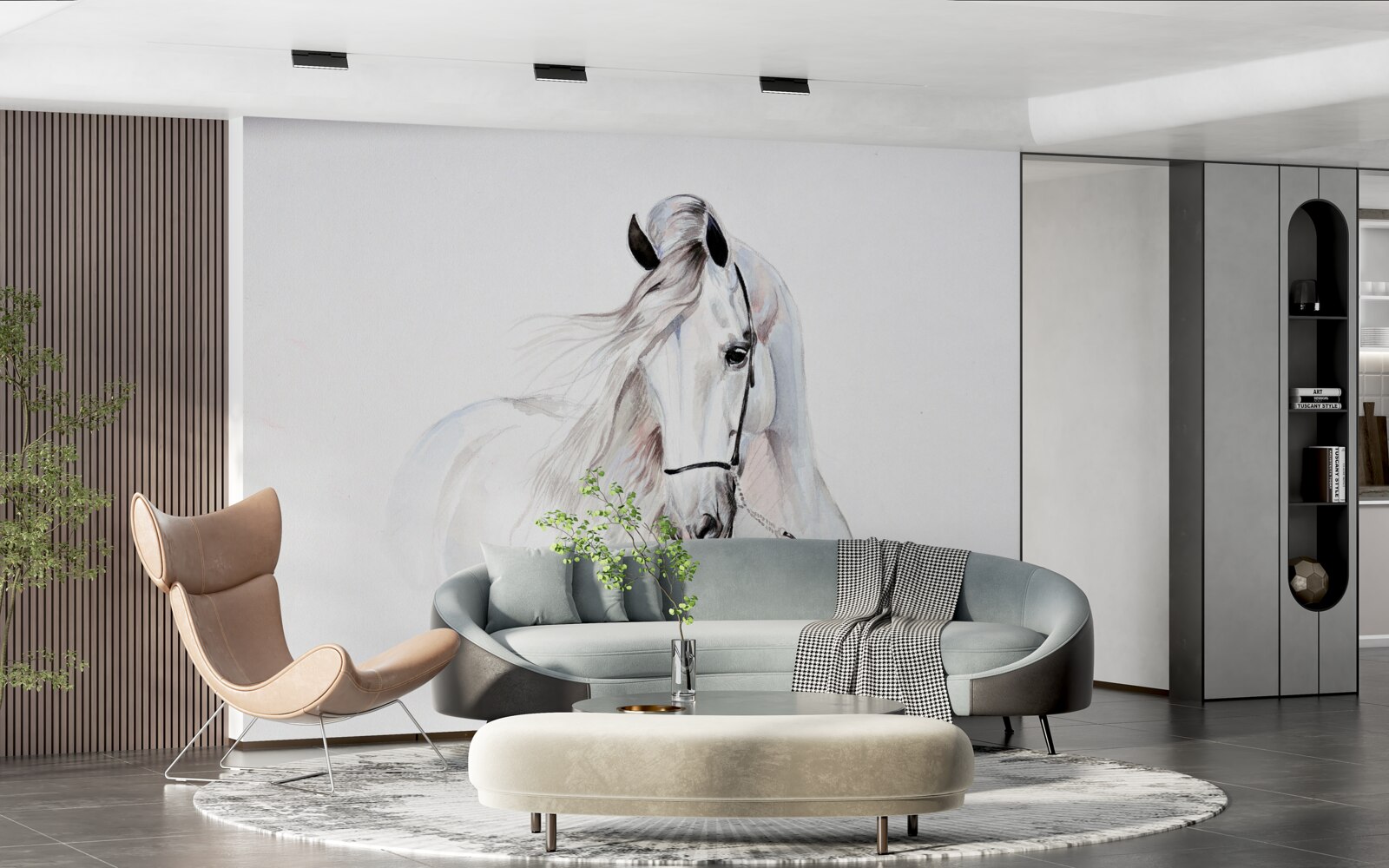 Fototapeta biely ťažný kôň