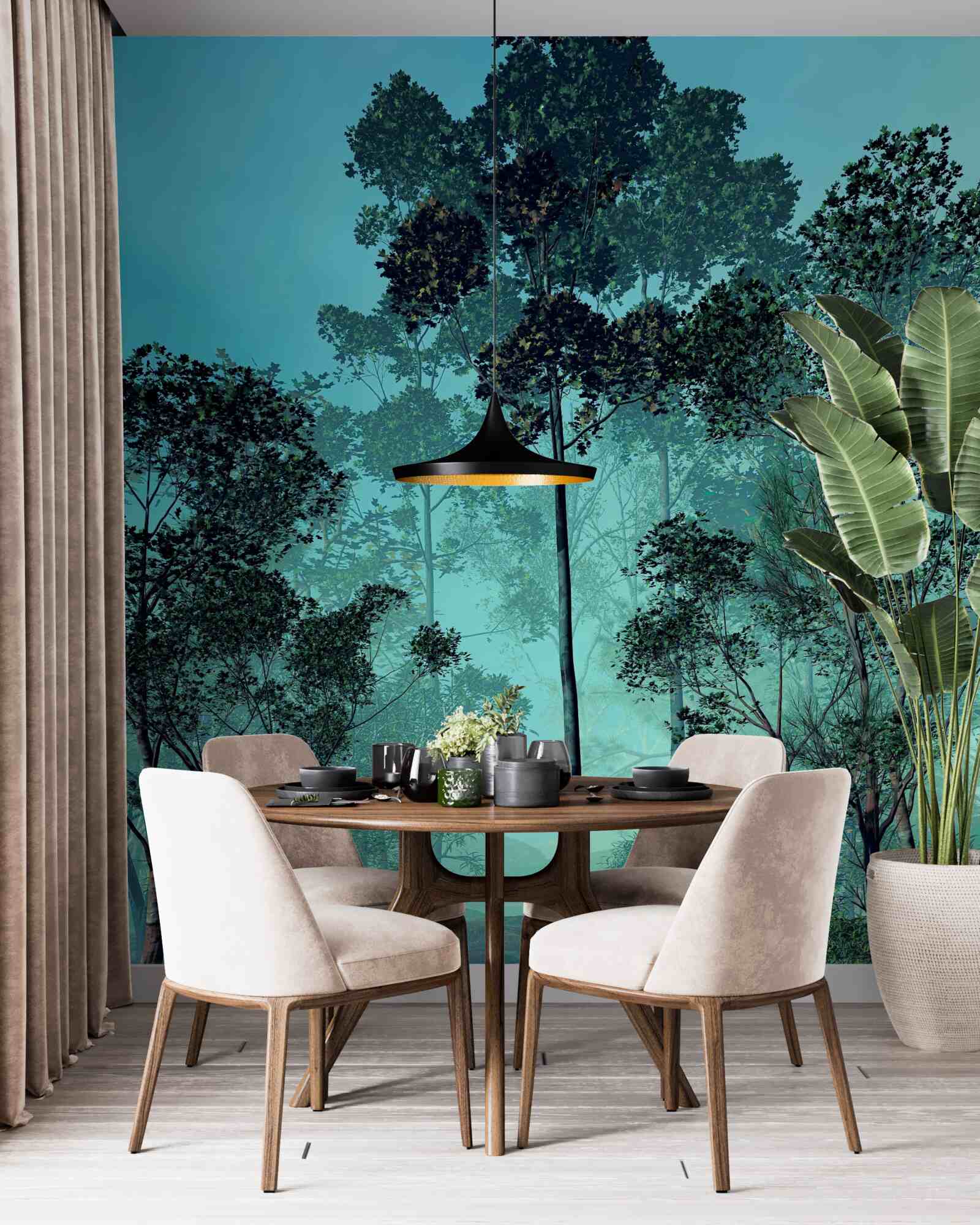 Fototapeta čarovný les zahalený v hustej hmle