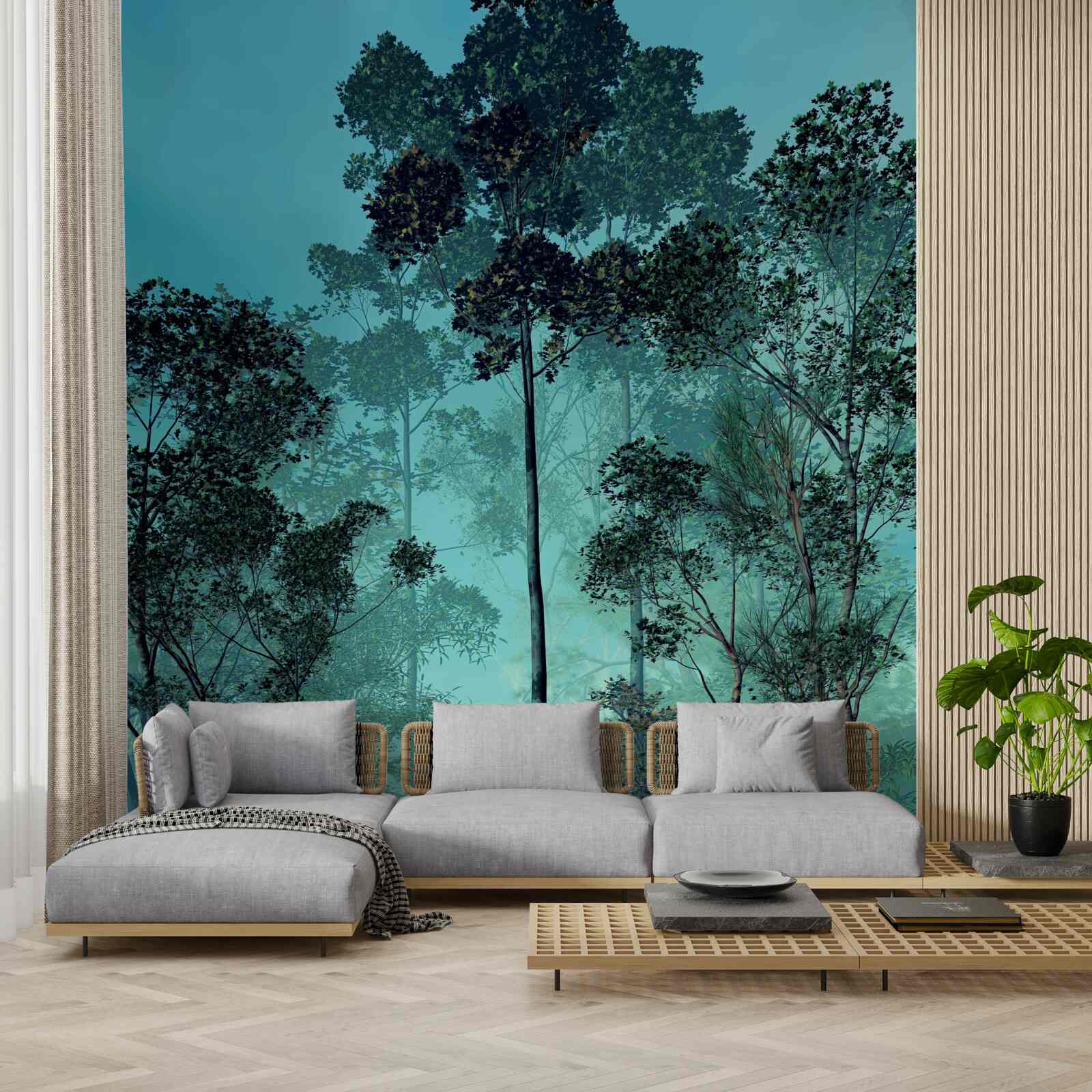 Fototapeta čarovný les zahalený v hustej hmle