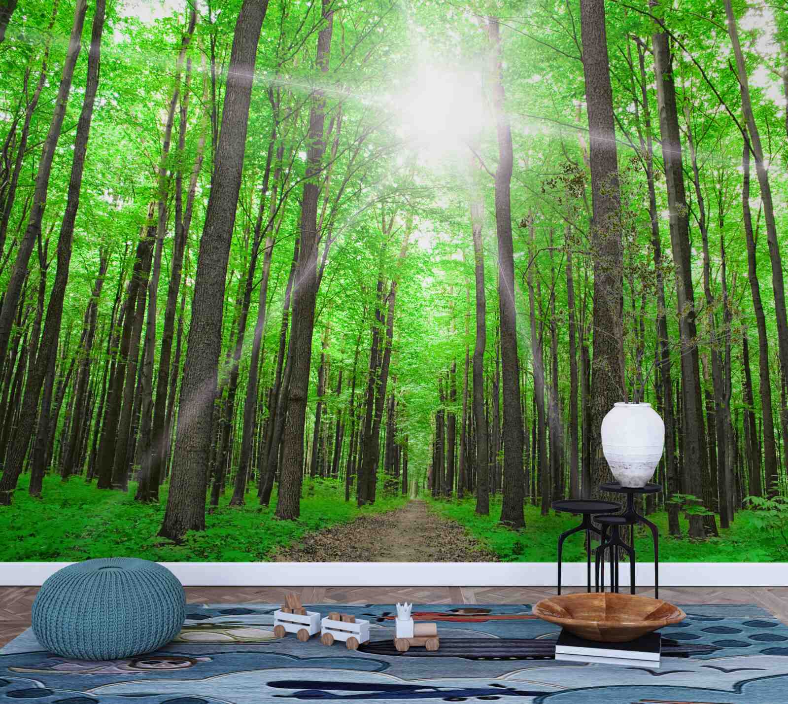 Fototapeta svetlé strešné okno v hustých zelených stromoch