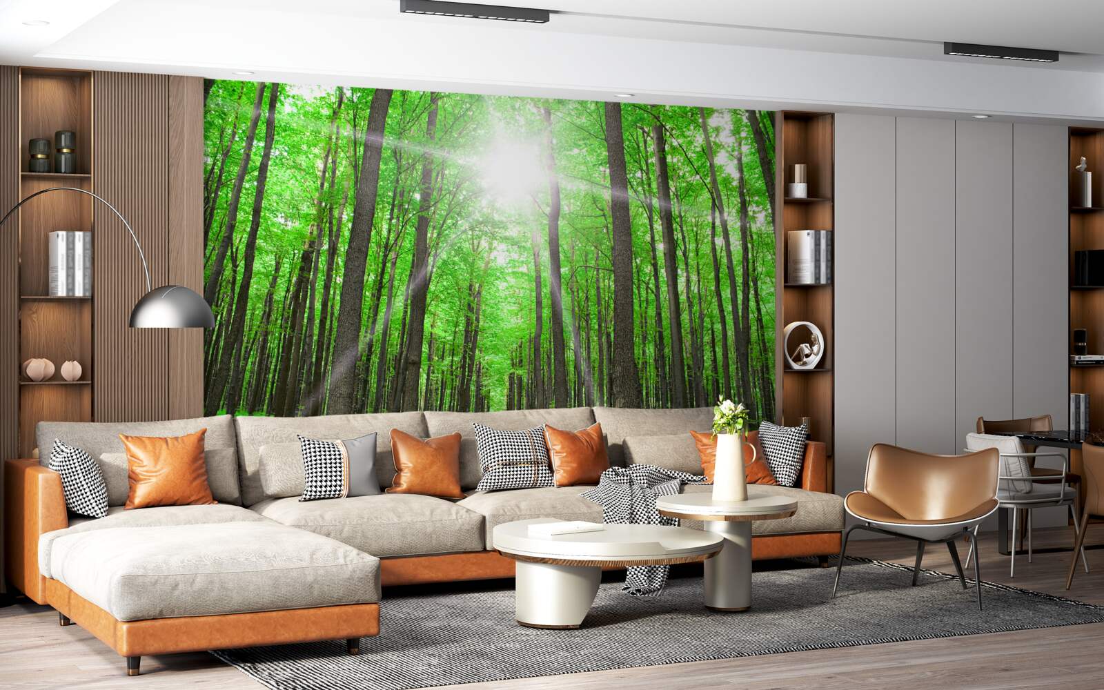 Fototapeta svetlé strešné okno v hustých zelených stromoch