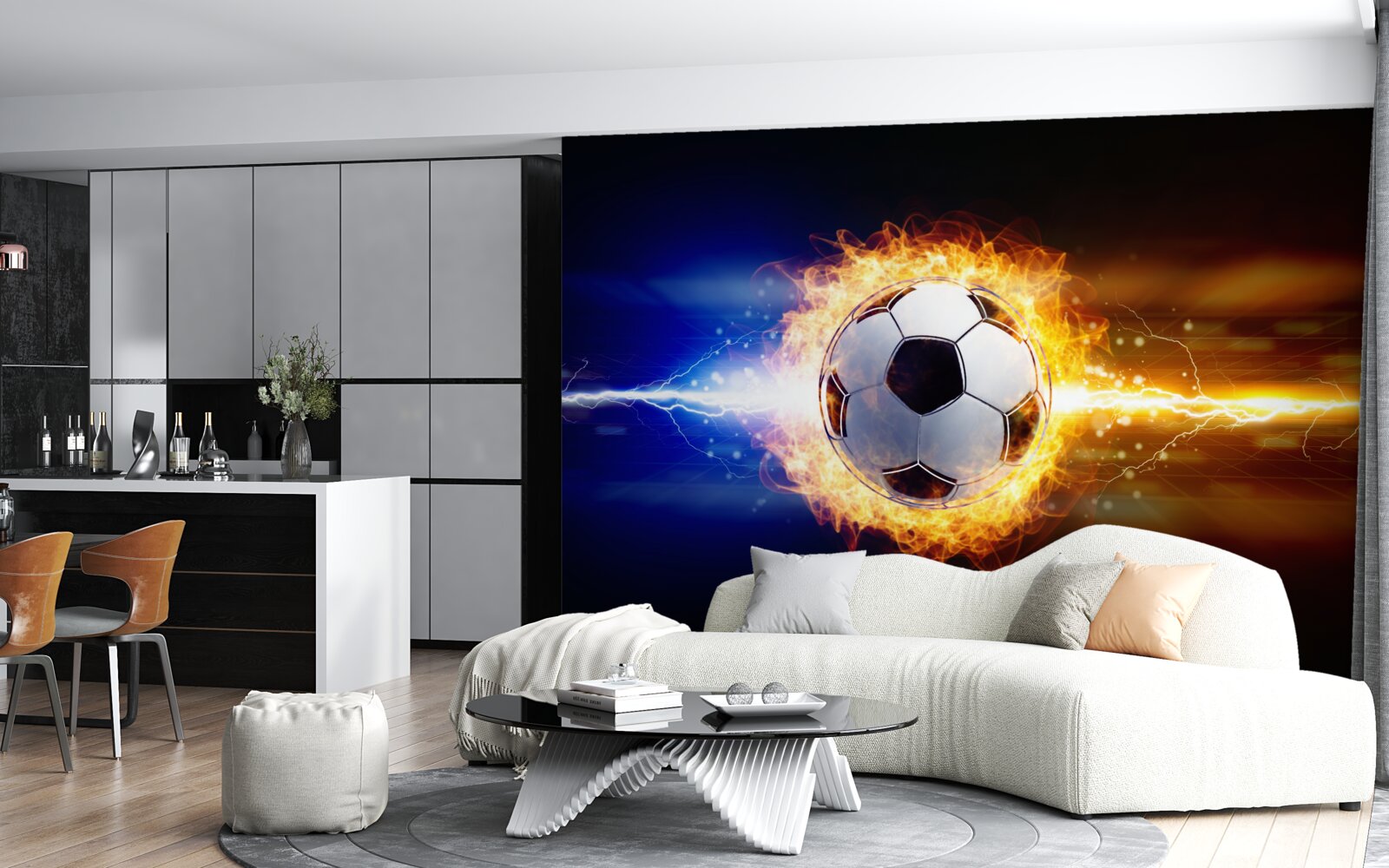 Fototapeta futbal zahalený v plameňoch