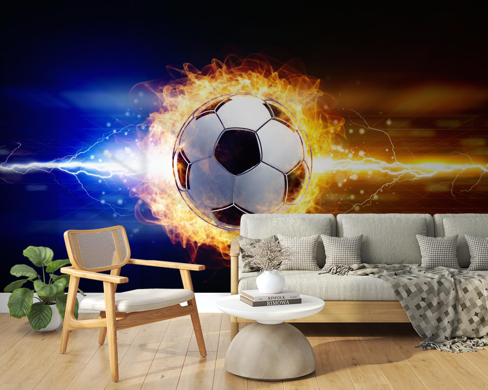 Fototapeta futbal zahalený v plameňoch