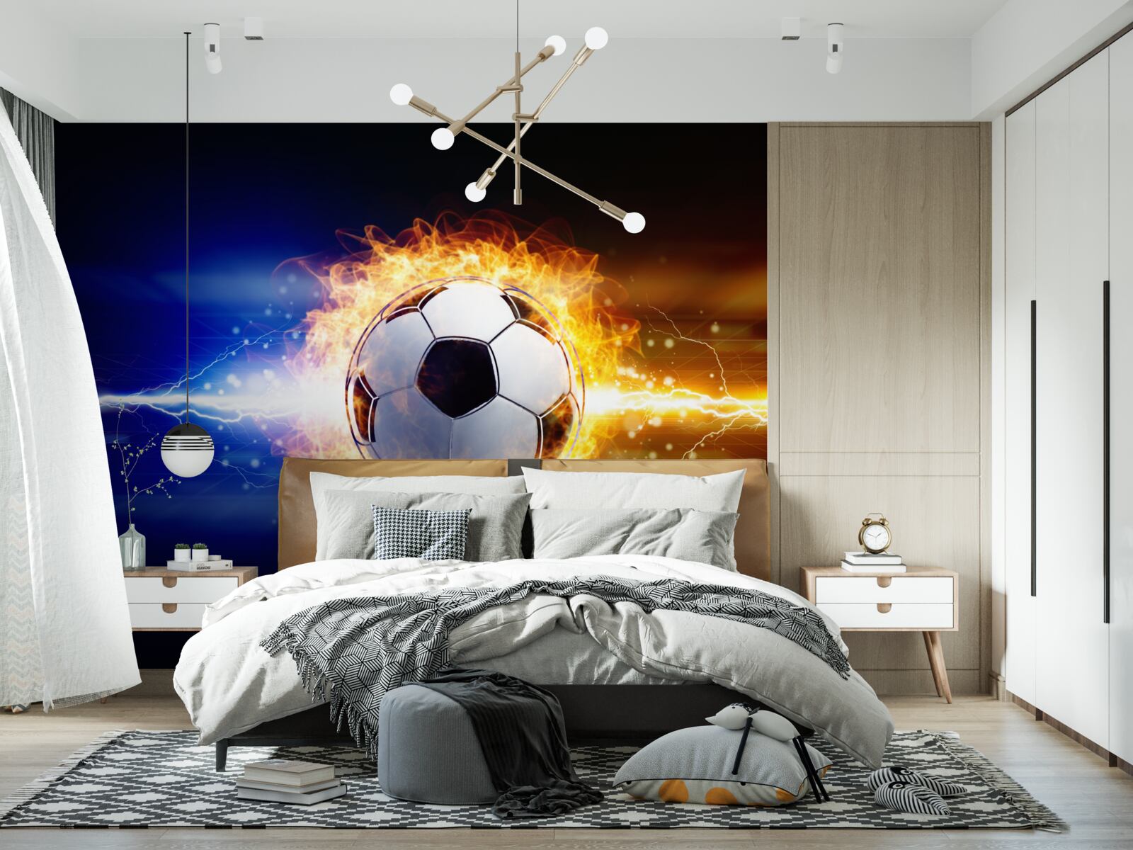 Fototapeta futbal zahalený v plameňoch