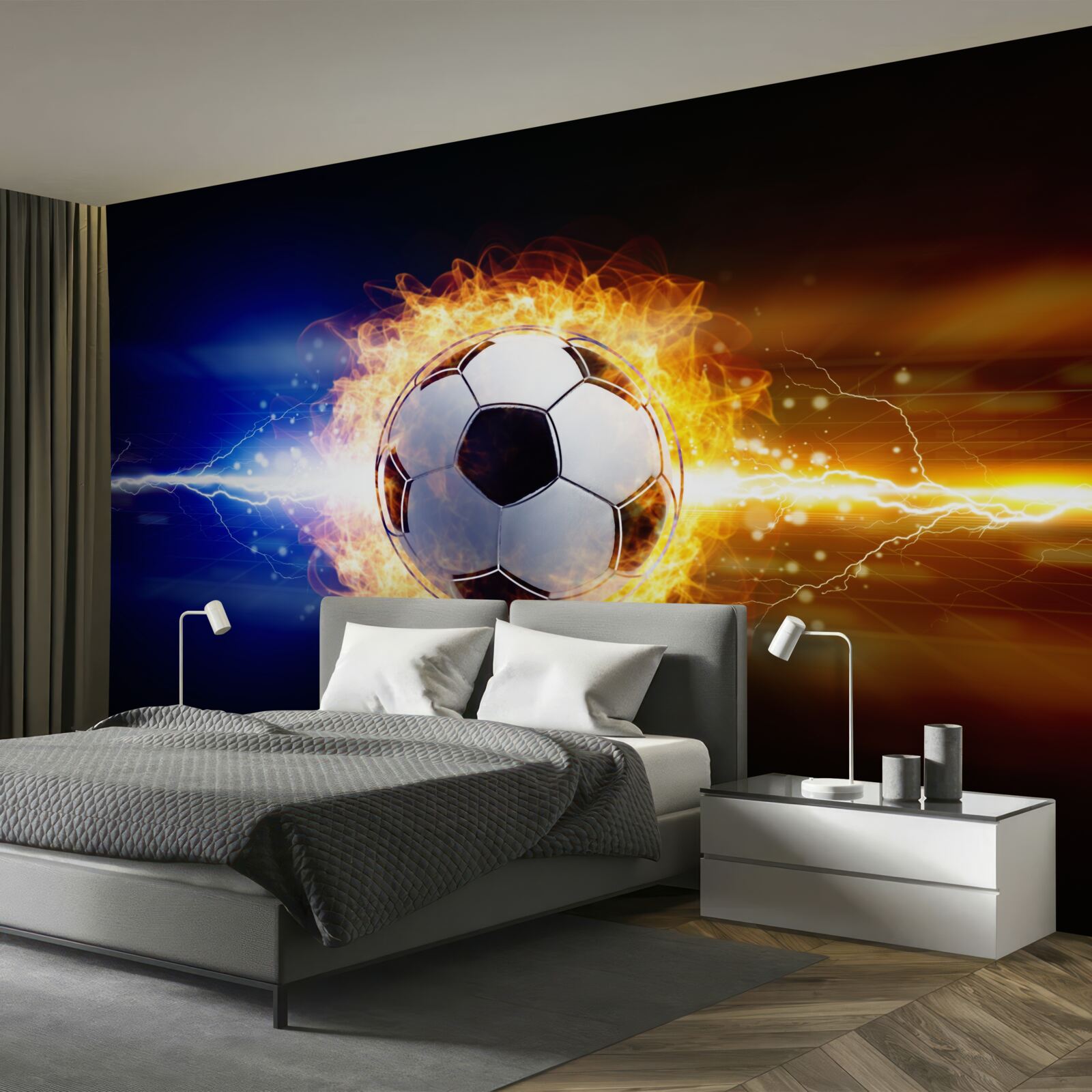 Fototapeta futbal zahalený v plameňoch