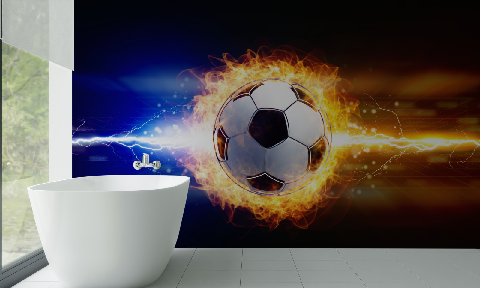 Fototapeta futbal zahalený v plameňoch