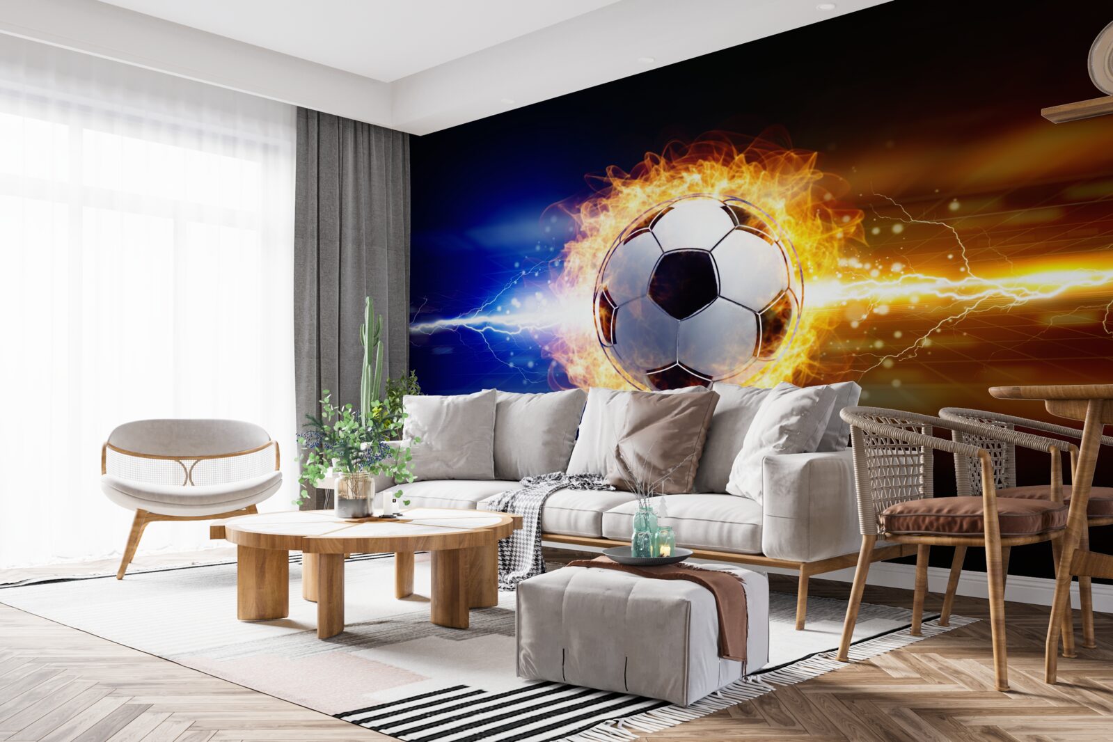 Fototapeta futbal zahalený v plameňoch