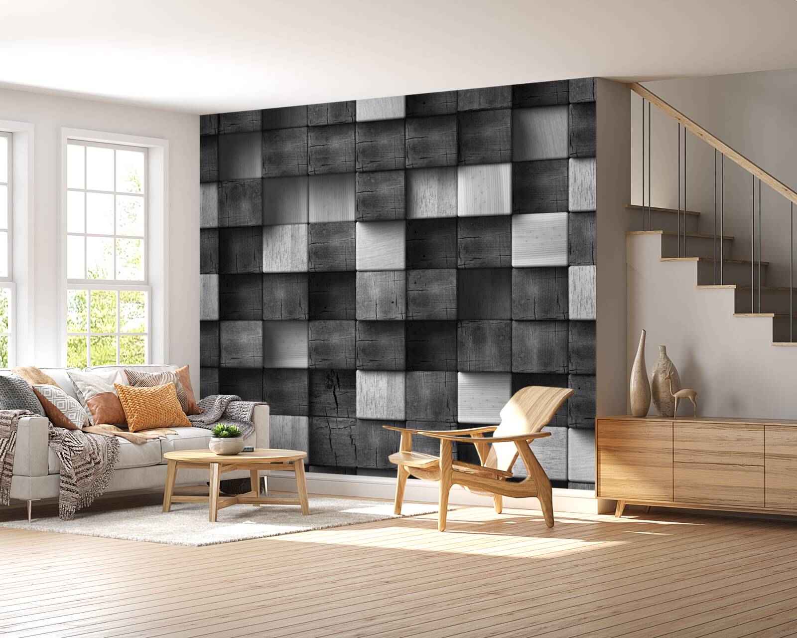 Fototapeta čiernobiele 3D kocky