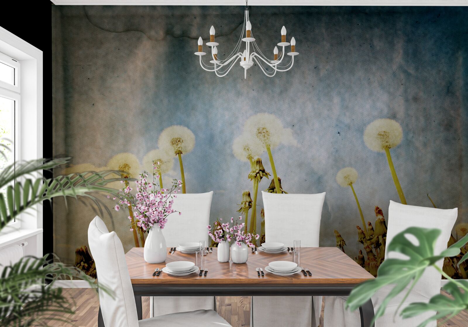 Fototapeta západ slnka vítajú pôvabné púpavy