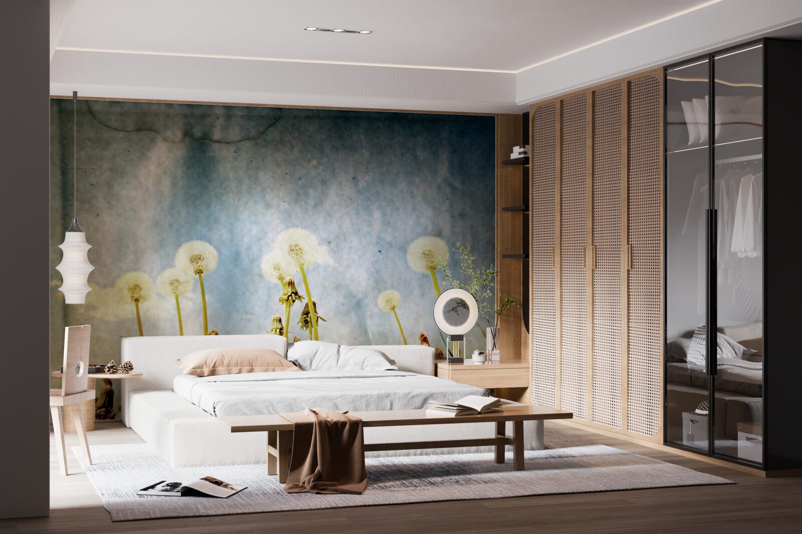 Fototapeta západ slnka vítajú pôvabné púpavy