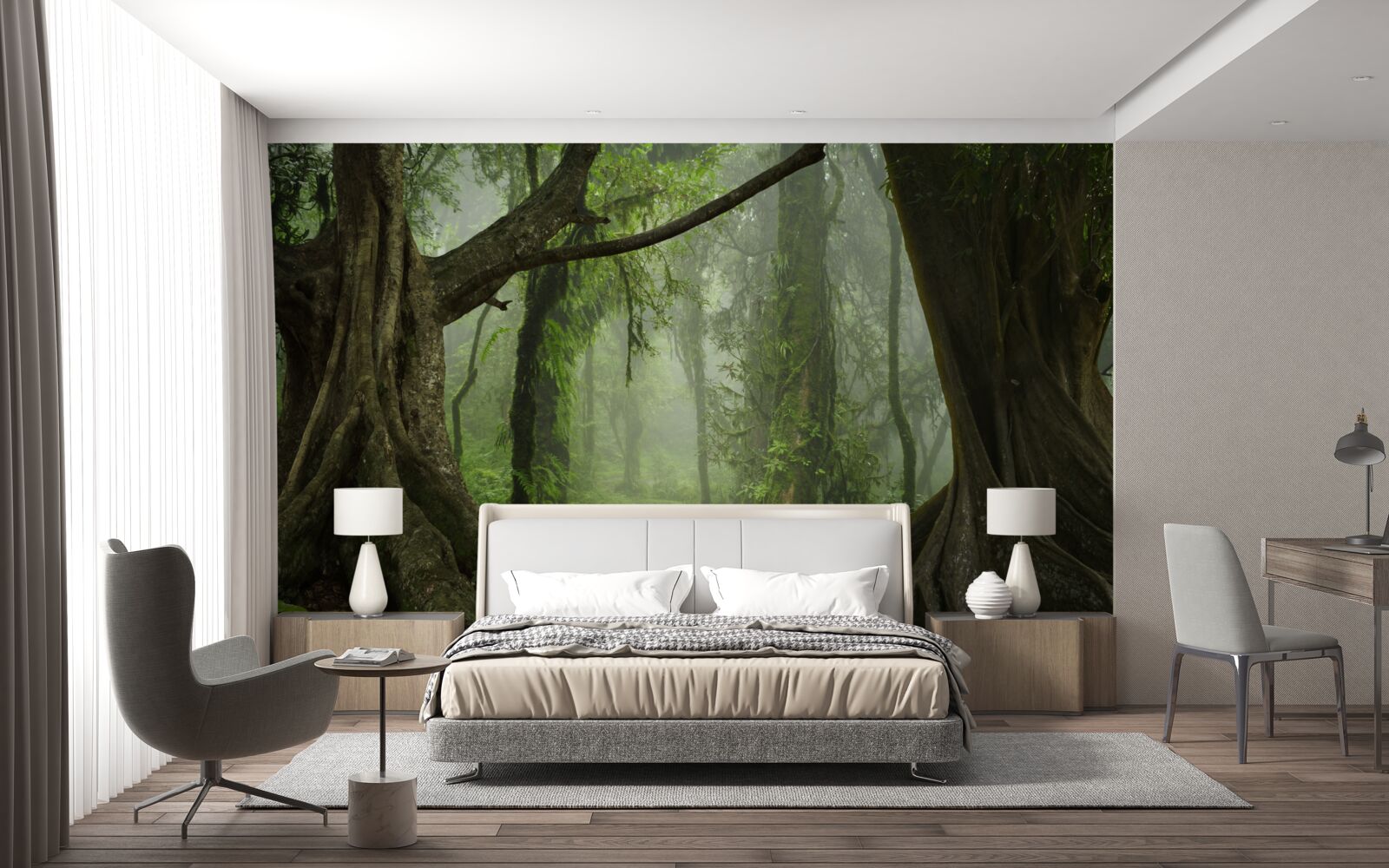 Fototapeta mystická cesta obklopená bujným lesom