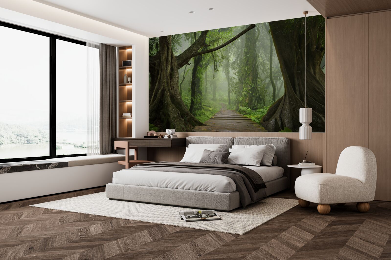 Fototapeta mystická cesta obklopená bujným lesom