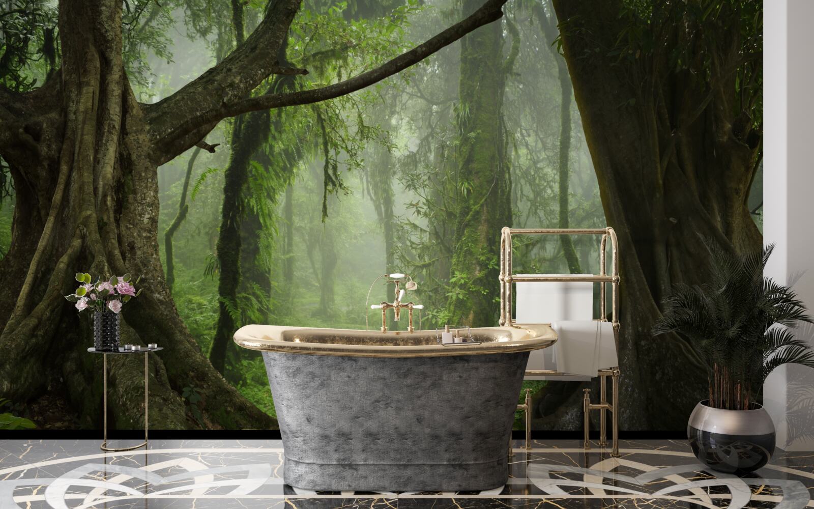 Fototapeta mystická cesta obklopená bujným lesom