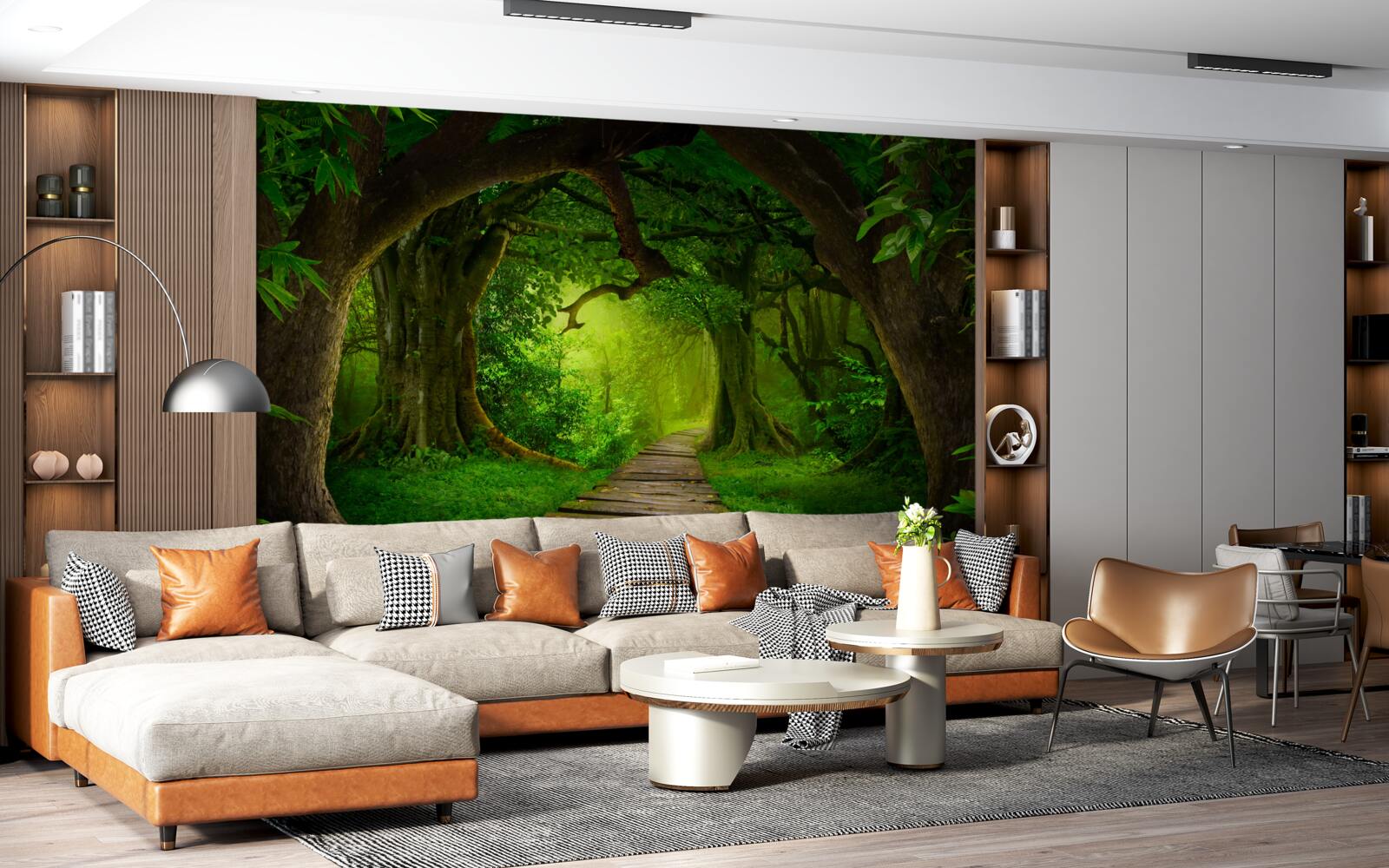 Fototapeta svetlá cesta medzi starými lesnými stromami