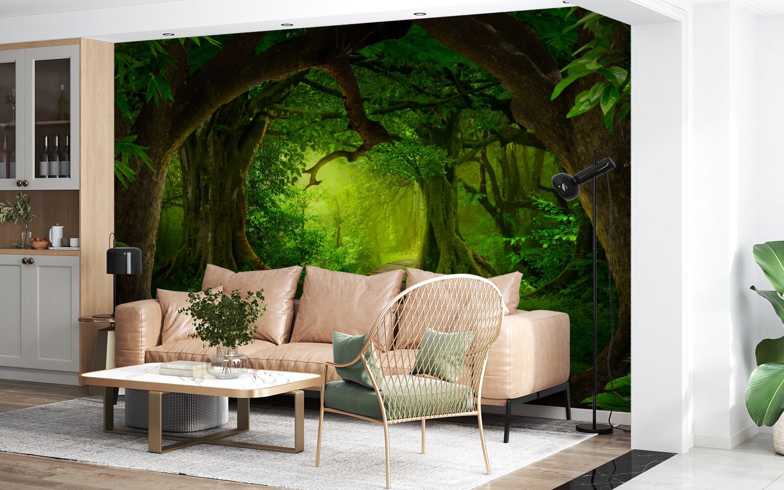 Fototapeta svetlá cesta medzi starými lesnými stromami